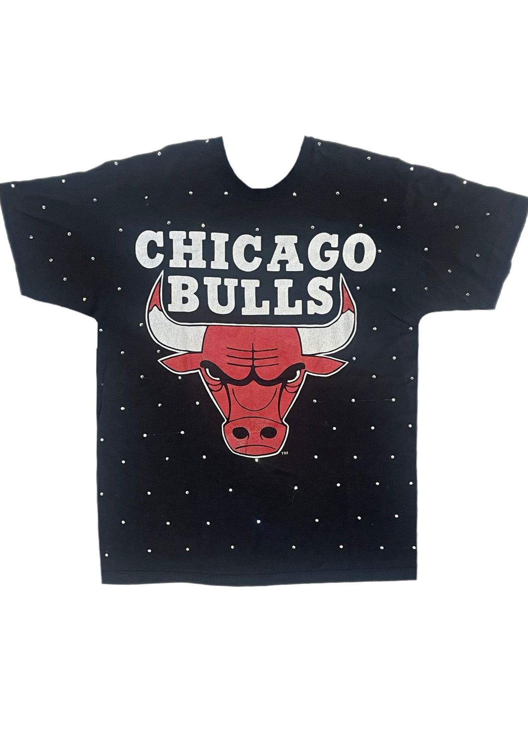 Chicago Bulls, NBA One of a KIND Vintage Tee with Overall Crystal Design