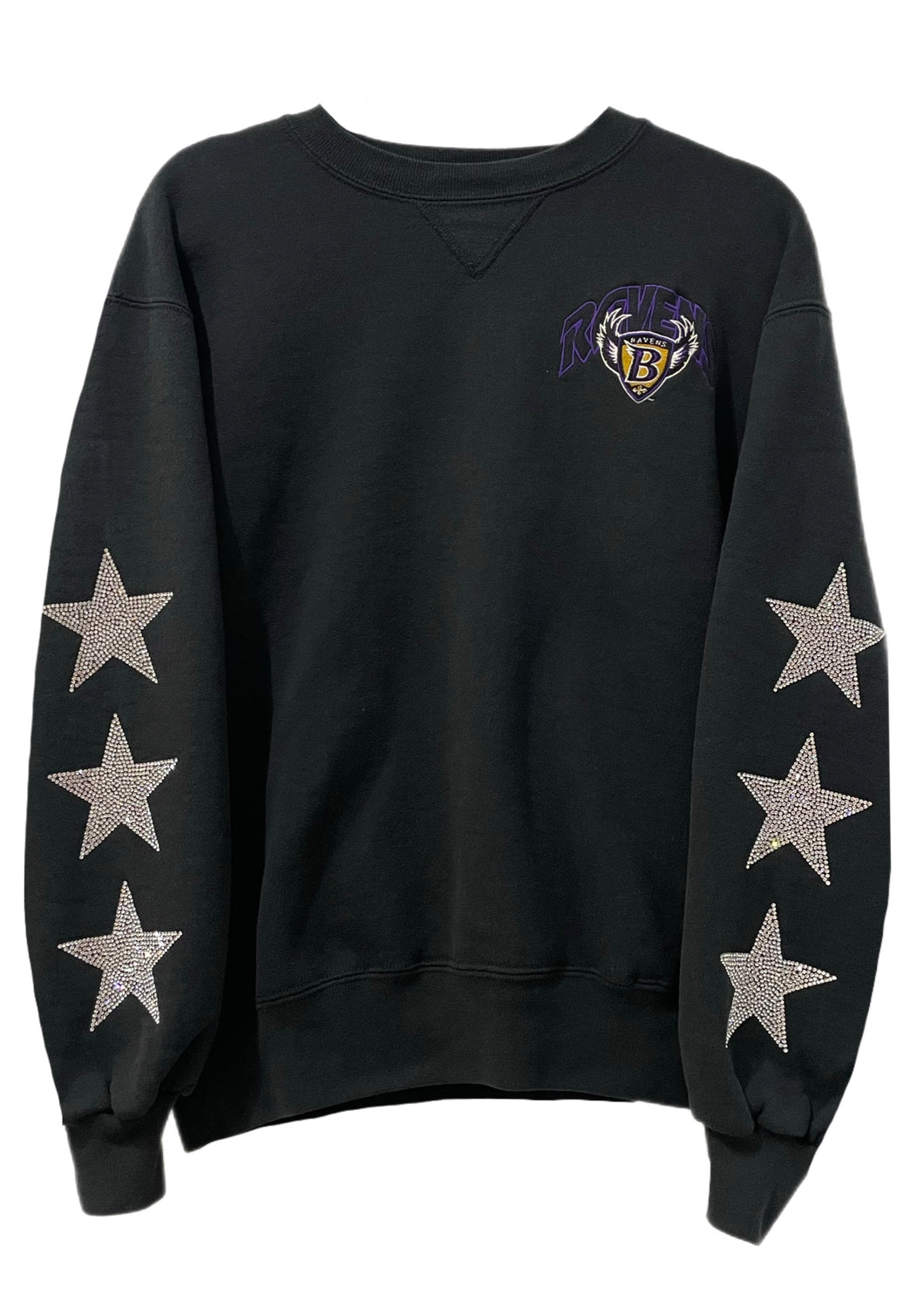 Baltimore Ravens, Football One of a KIND Vintage Sweatshirt with Three Crystal Star Design