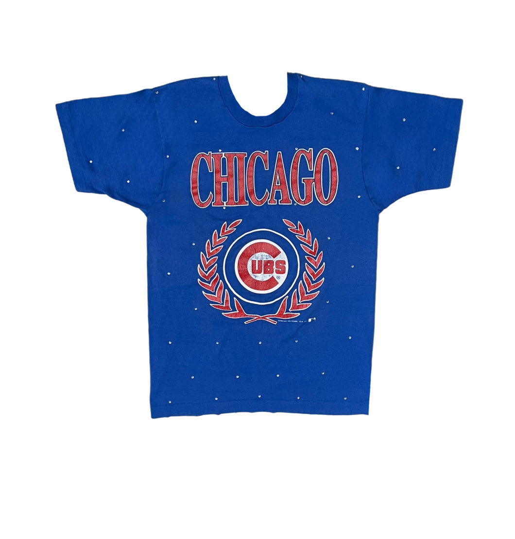 Chicago Cubs, Baseball One of a KIND Vintage T-Shirt with All Over Crystals Design
