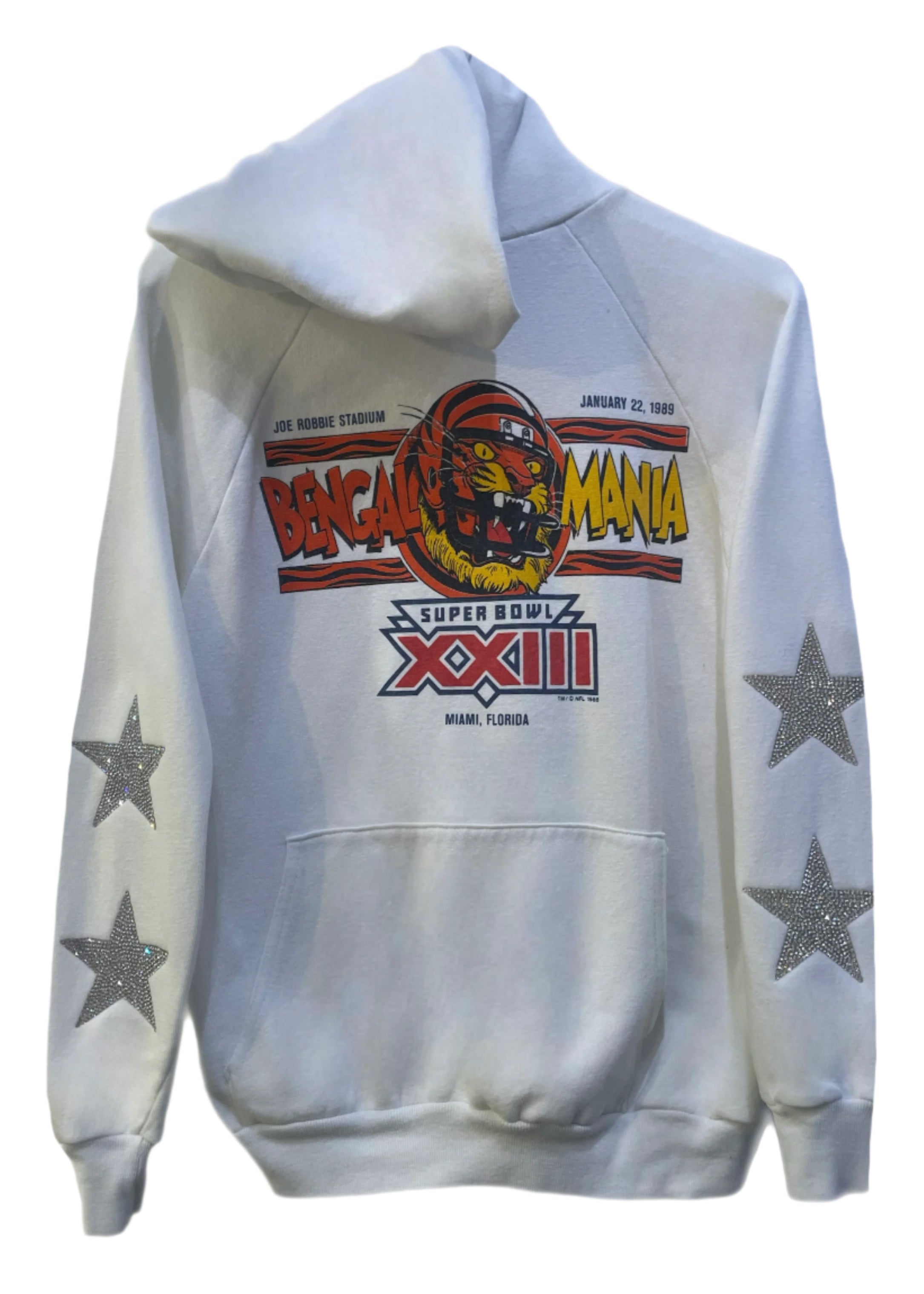 Cincinnati Bengals, Football NFL One of a KIND “Rare Find” 1989 Vintage Hoodie with Crystal Star Design