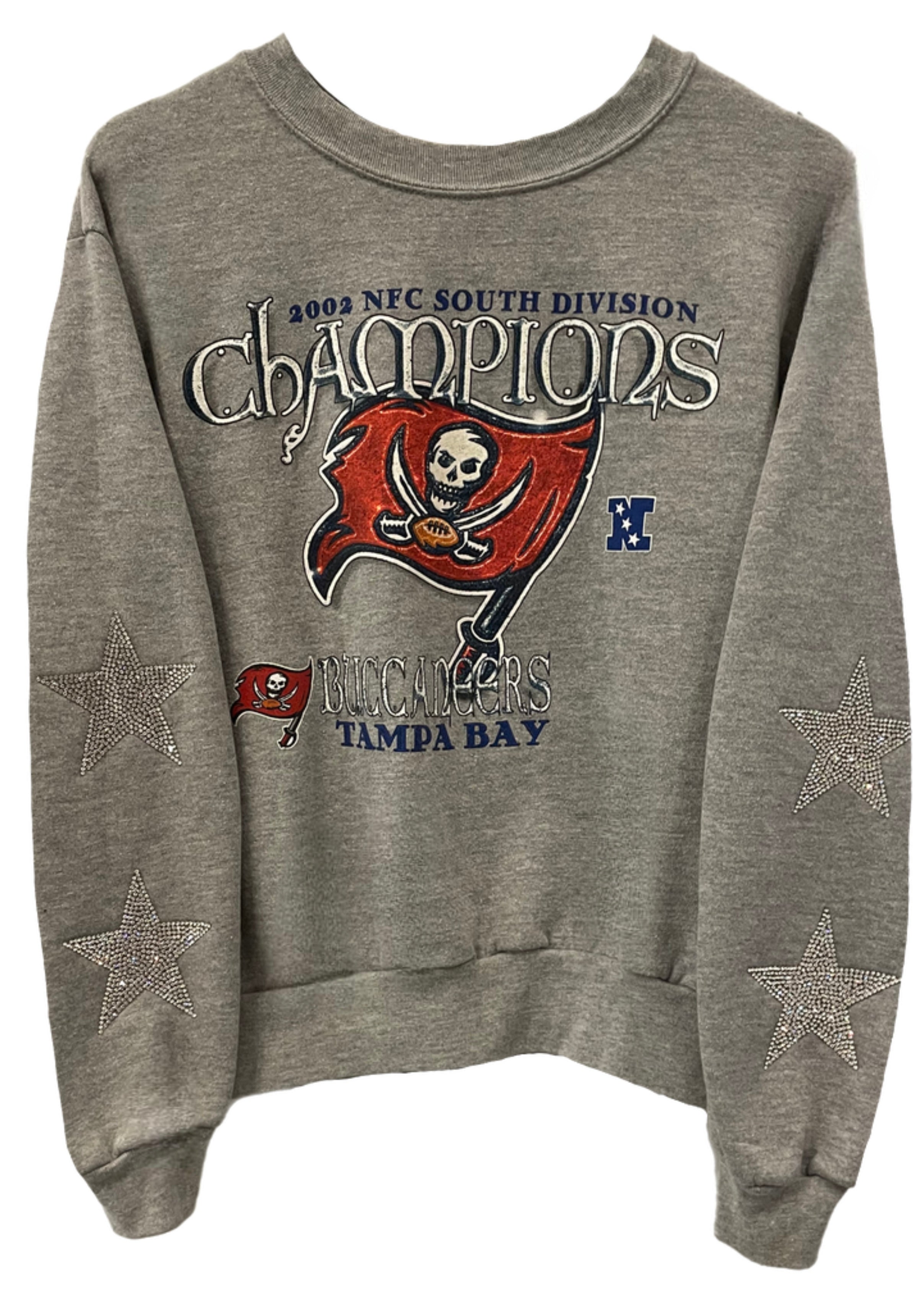 ShopCrystalRags Tampa Bay Buccaneers, NFL One of A Kind Vintage Sweatshirt with Crystal Star Design