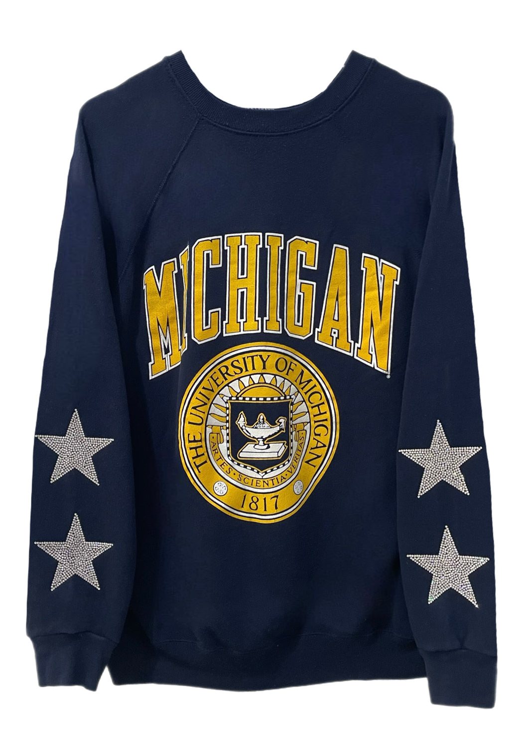 Michigan University, One of a KIND Vintage Sweatshirt with Crystal Star Design