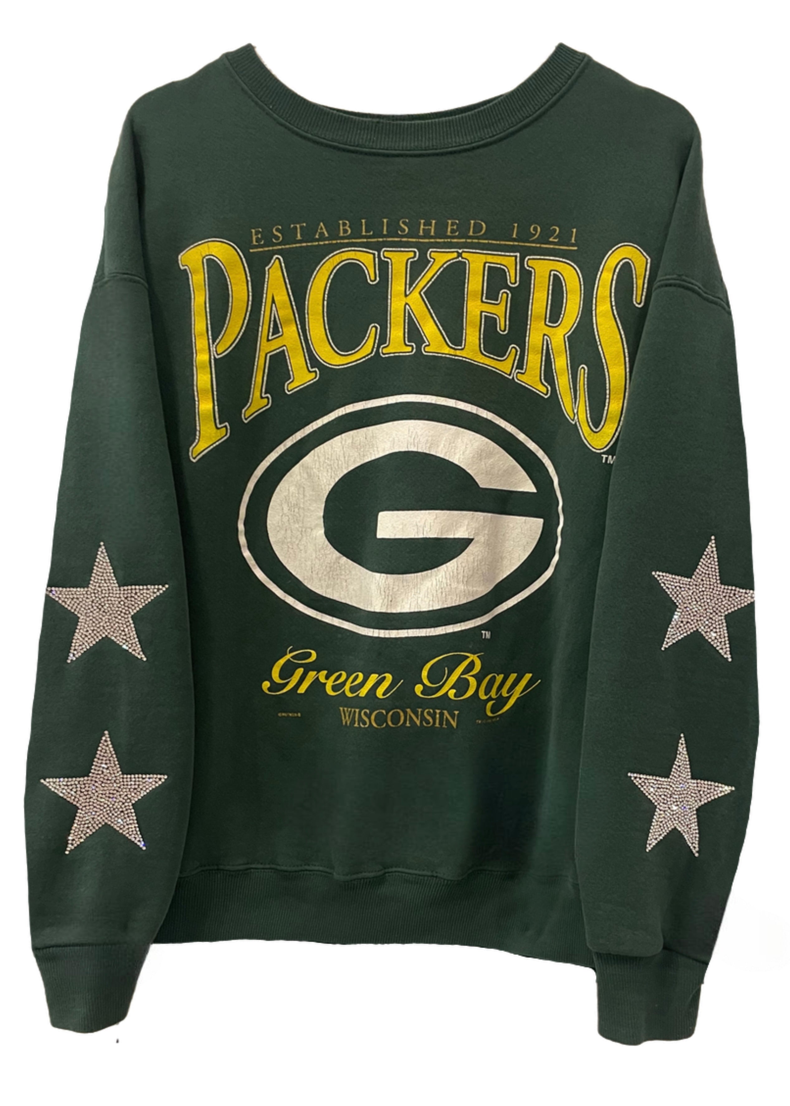 Green Bay Packers, NFL One of a KIND Vintage Sweatshirt with Crystal S –  ShopCrystalRags