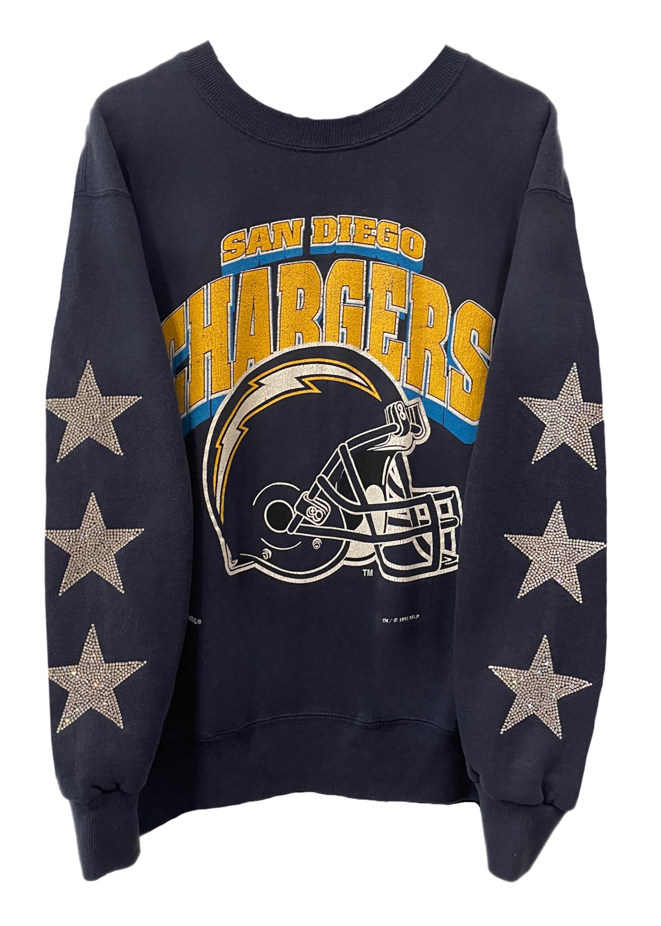 ShopCrystalRags Chicago Bears, NFL One of A Kind Vintage Sweatshirt with Crystal Star Design