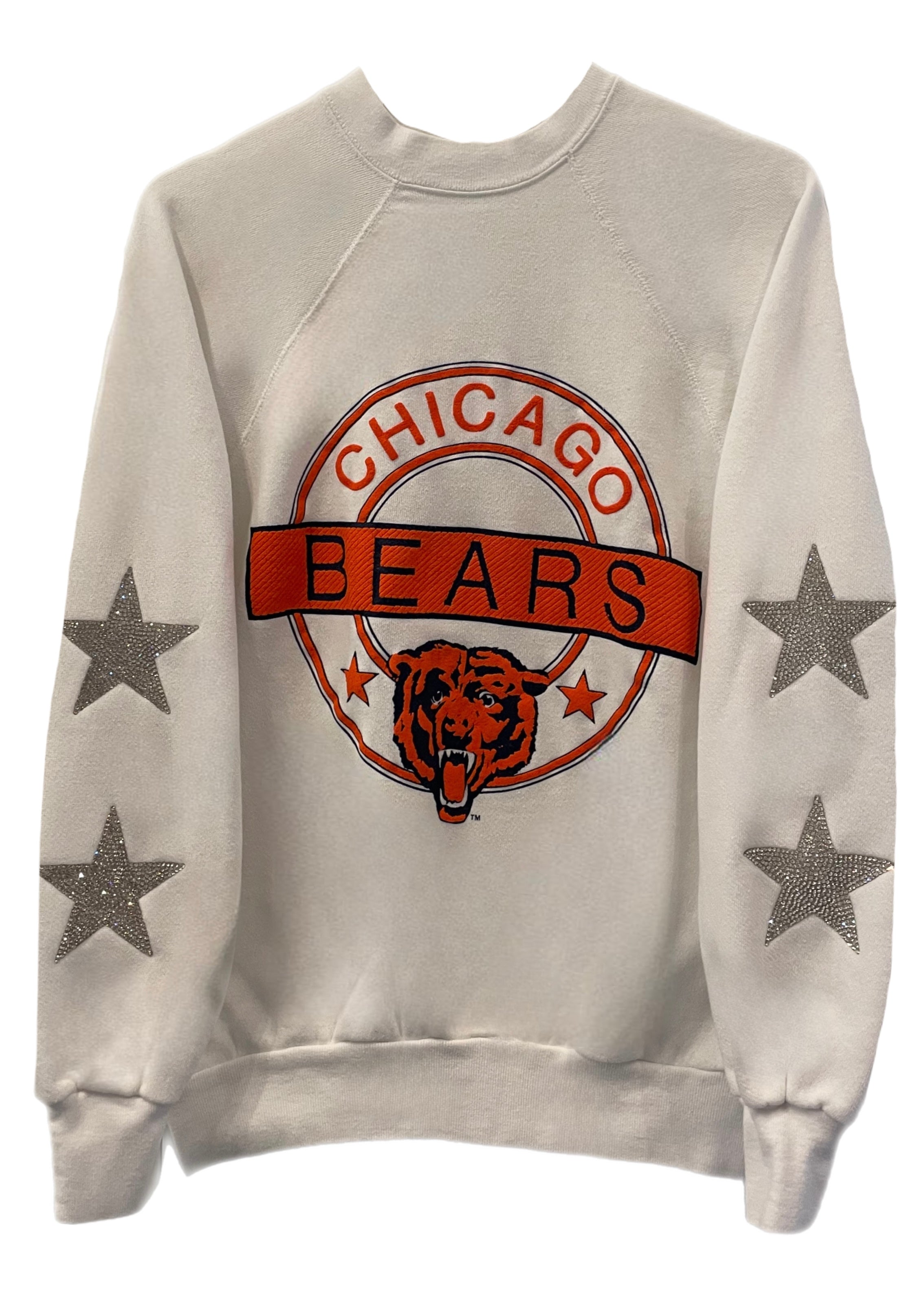 ShopCrystalRags Chicago Bears, NFL One of A Kind Rare Find Vintage Sweatshirt with Crystal Star Design