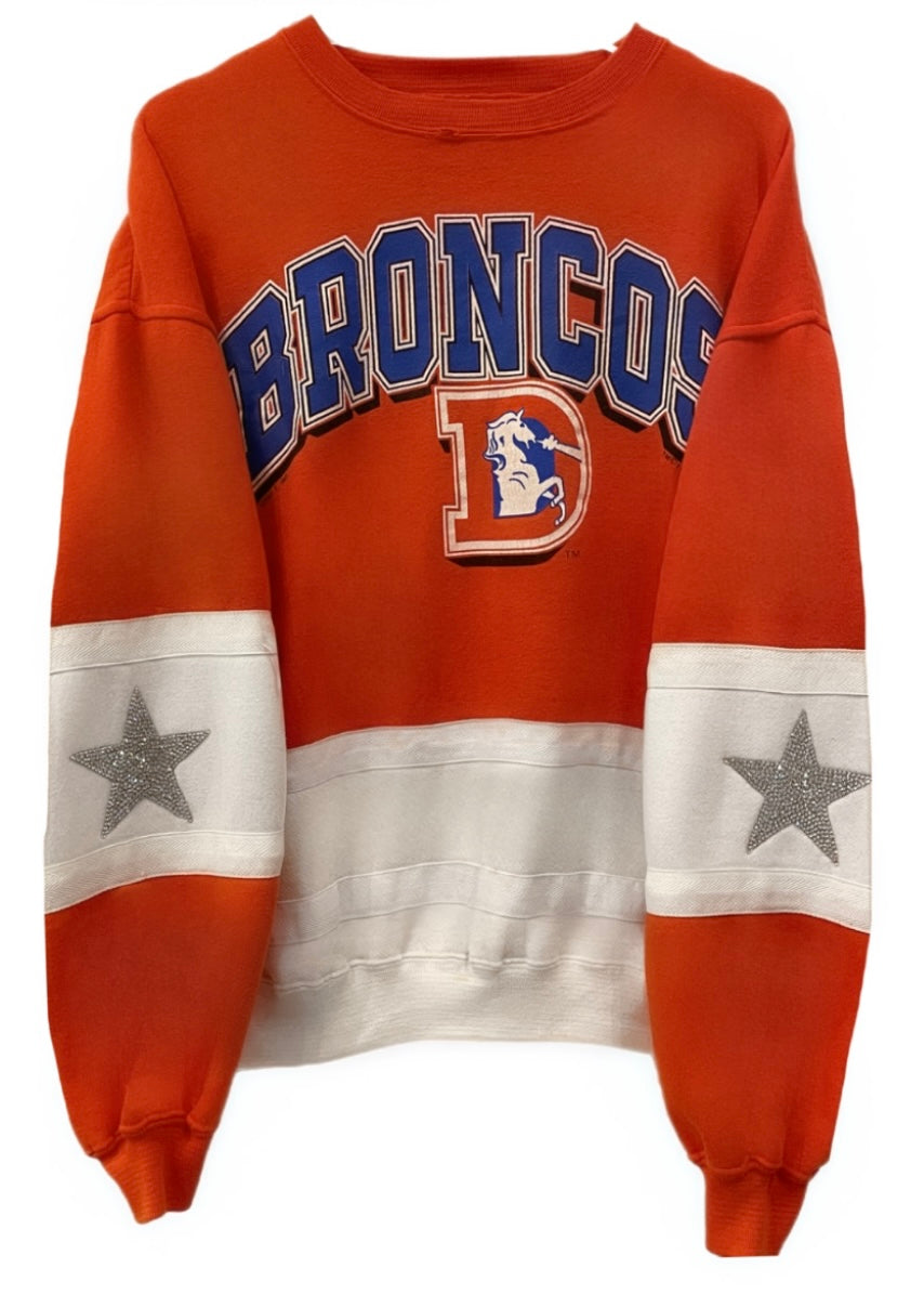 Denver Broncos, NFL One of a KIND Vintage “Rare Find” Sweatshirt with  Crystal Star Design