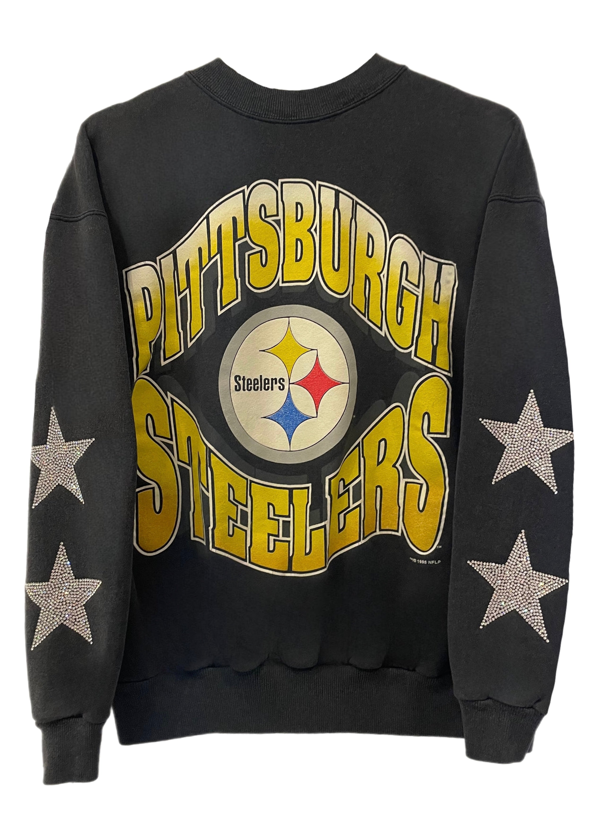 ShopCrystalRags Pittsburgh Steelers, NFL One of A Kind Vintage Sweatshirt with Crystal Star Design