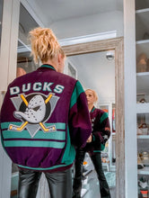 Load image into Gallery viewer, Anaheim Ducks, Mighty Ducks Hockey, “Rare Find” One of a Kind Vintage Letterman Jacket with Crystal Star
