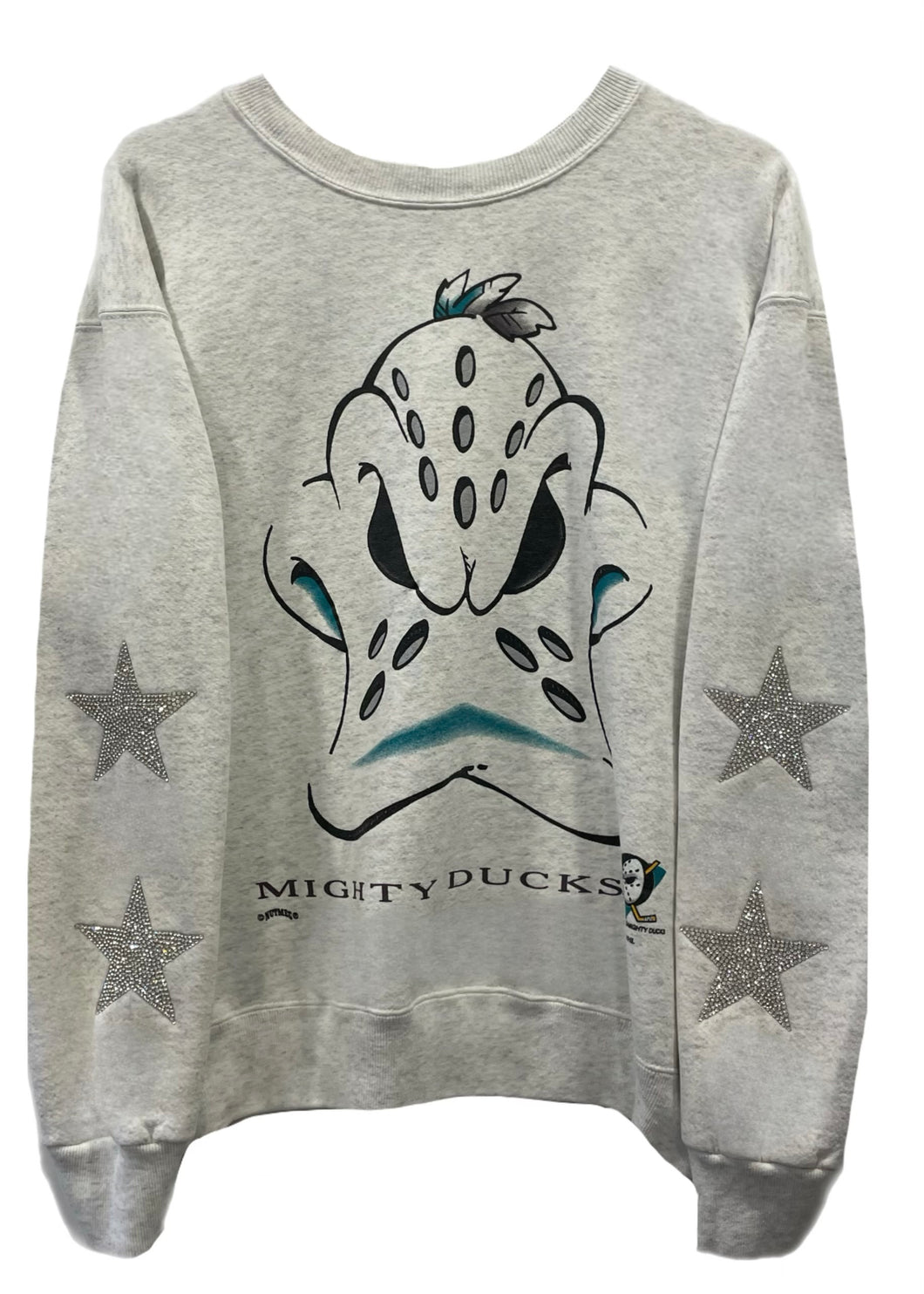 Anaheim Ducks, Hockey One of a KIND Vintage “Mighty Ducks” Super Rare Find Sweatshirt with Crystal Star Design