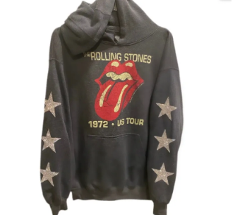 The Rolling Stones, One of a KIND Vintage Hoodie with Crystal Star Arm Design