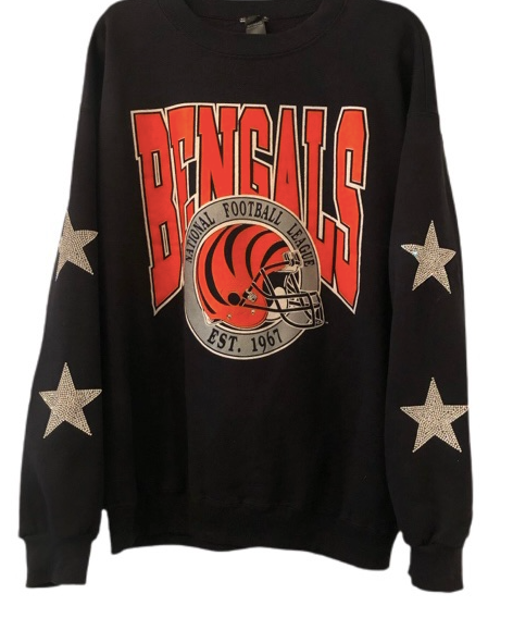 Cincinnati Bengals, NFL Rare Find One of a KIND Vintage Sweatshirt with  Crystal Star Design