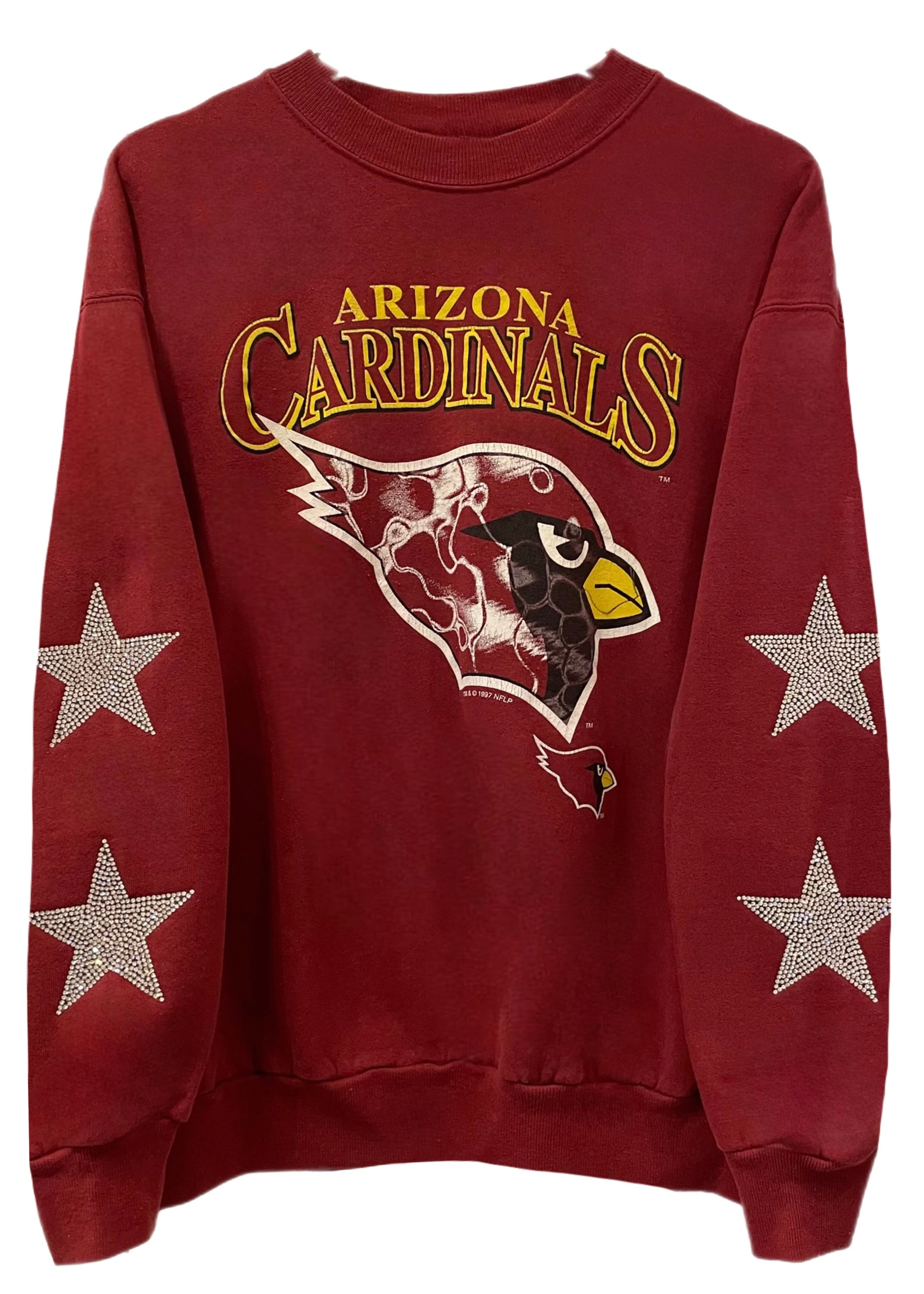 ShopCrystalRags Arizona / Phoenix Cardinals, NFL One of A Kind Vintage Sweatshirt with Crystal Star Design