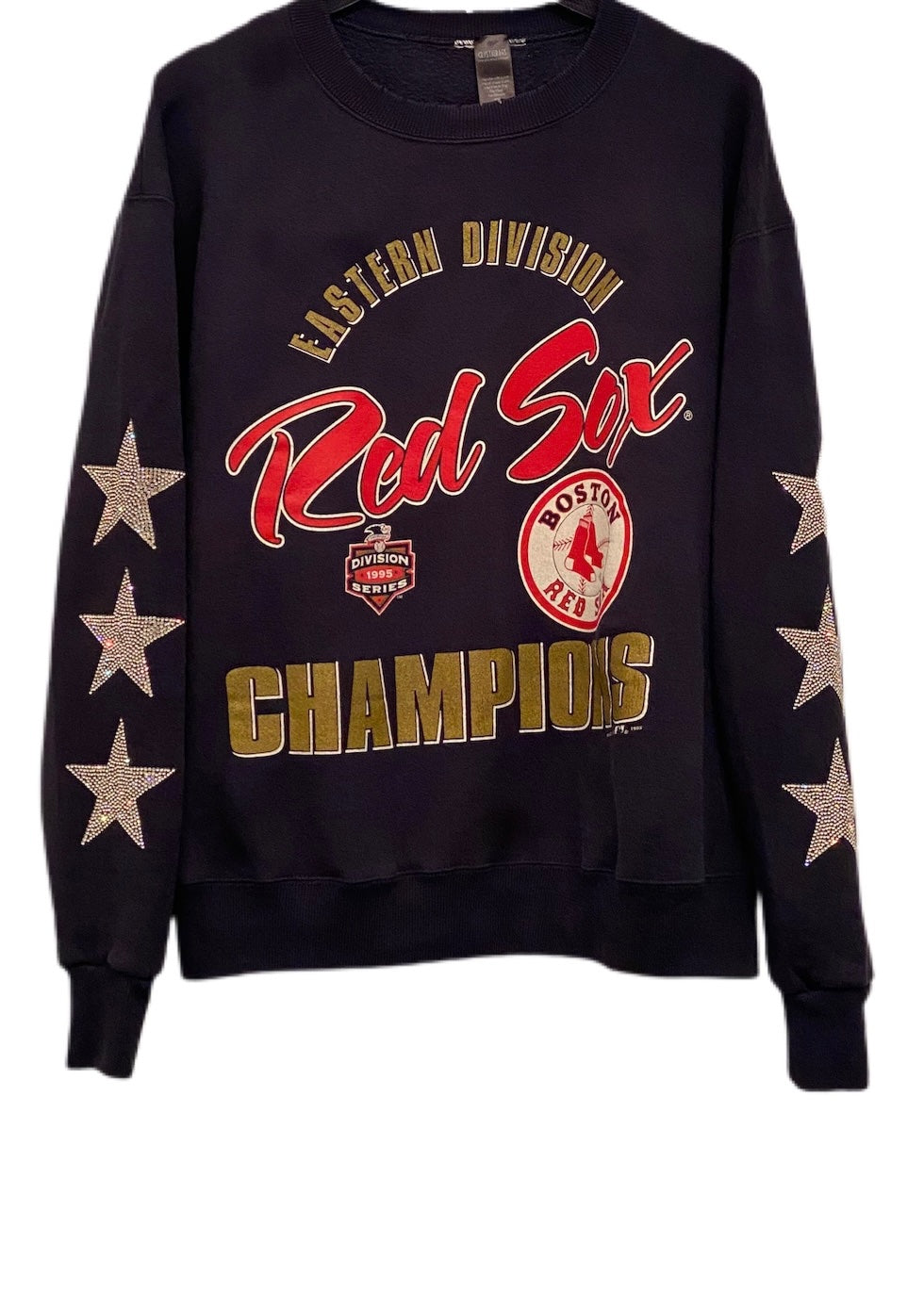 Boston Red Sox, MLB One of a KIND Vintage Sweatshirt with Three Crystal Star Design