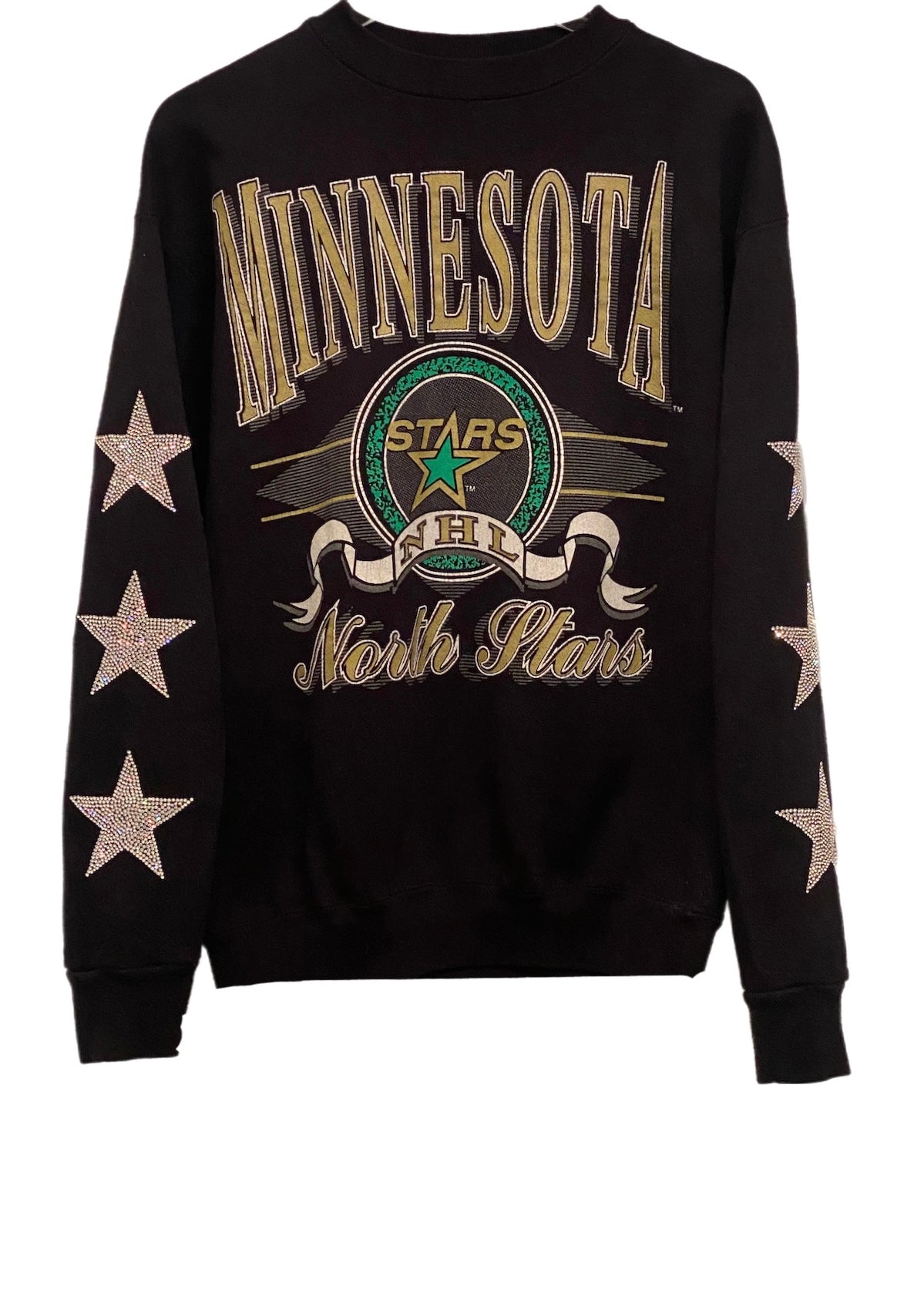 ShopCrystalRags Boston Bruins, NHL One of A Kind Vintage Sweatshirt with Crystal Stars Design