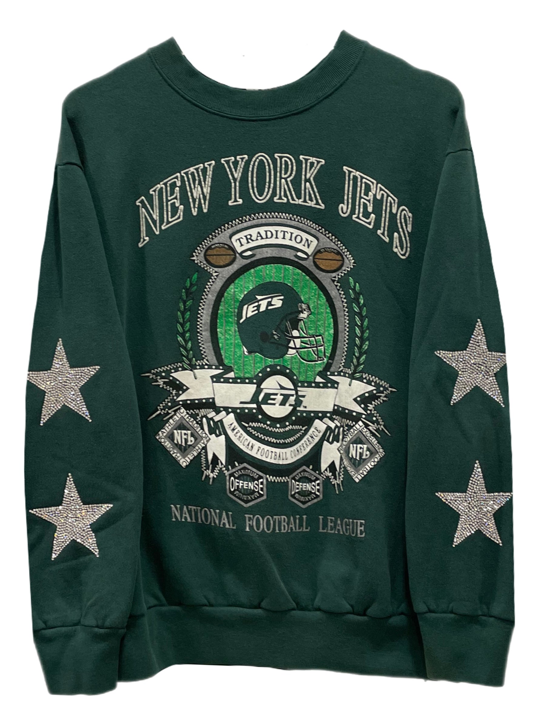 NY Jets, NFL One of a KIND Vintage Sweatshirt with Crystal Star Design –  ShopCrystalRags