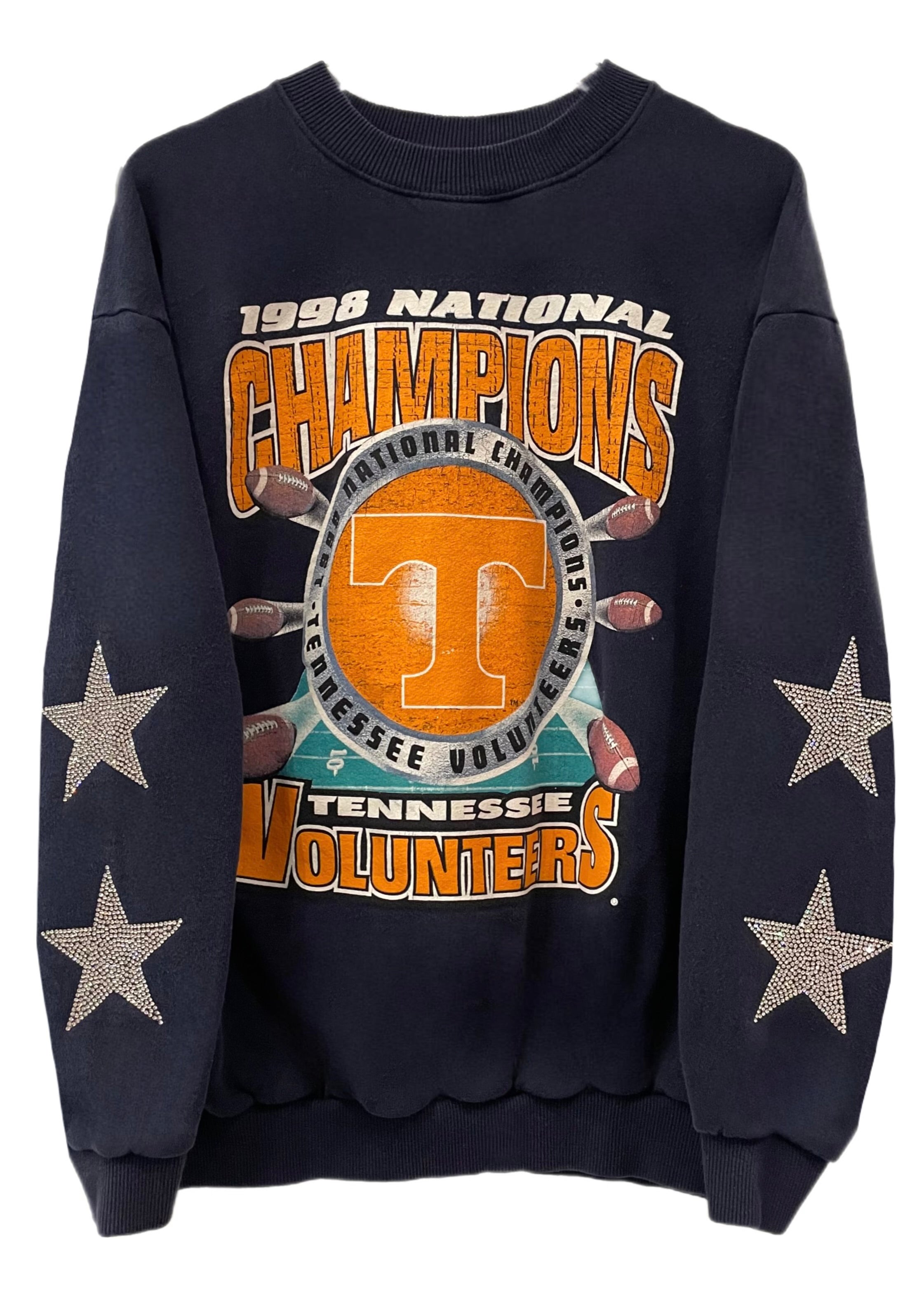 ShopCrystalRags Chicago Cubs, MLB One of A Kind Vintage Sweatshirt with Crystal Star Design