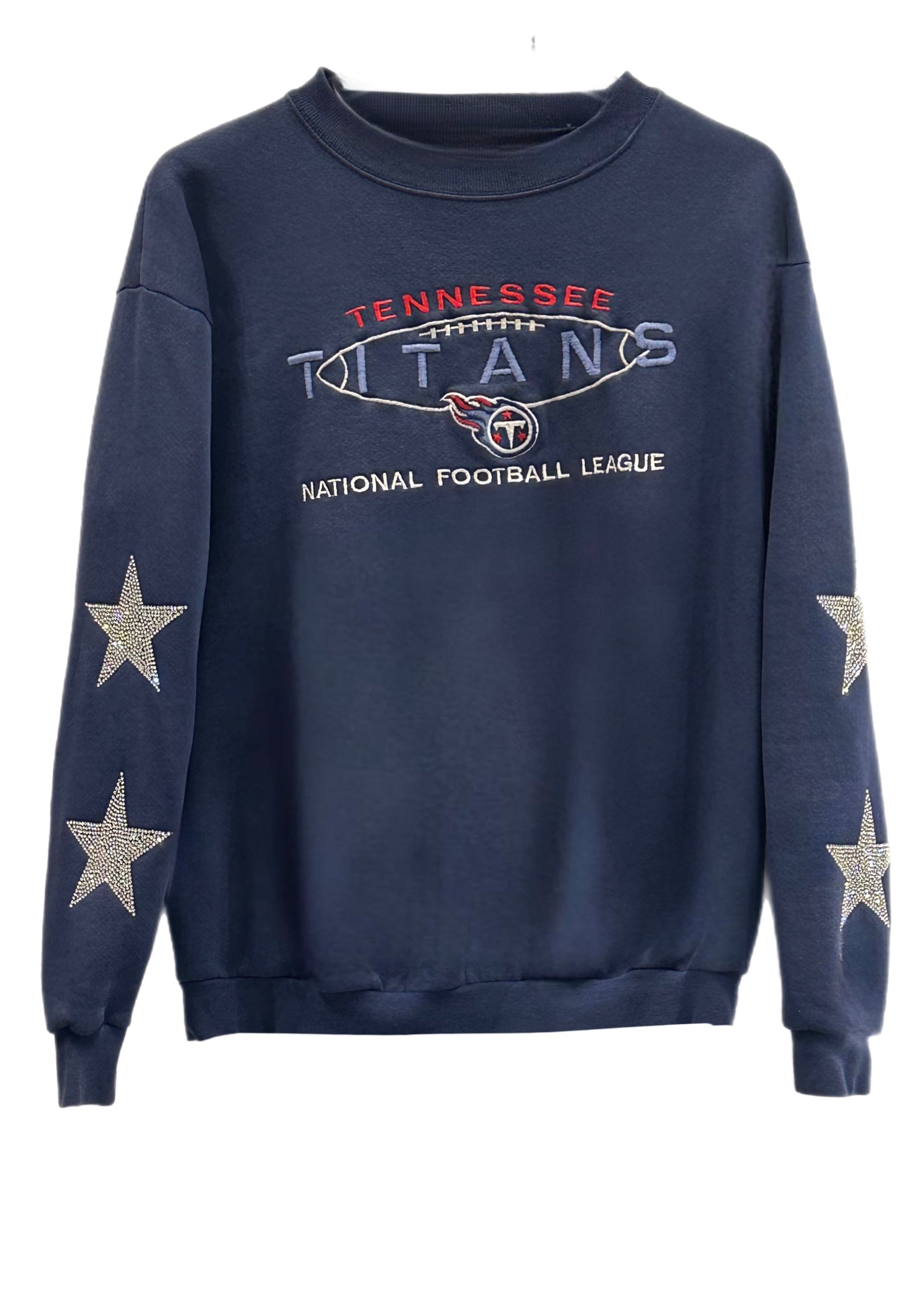 ShopCrystalRags Tennessee Titans, NFL One of A Kind Vintage Sweatshirt with Crystal Star Design