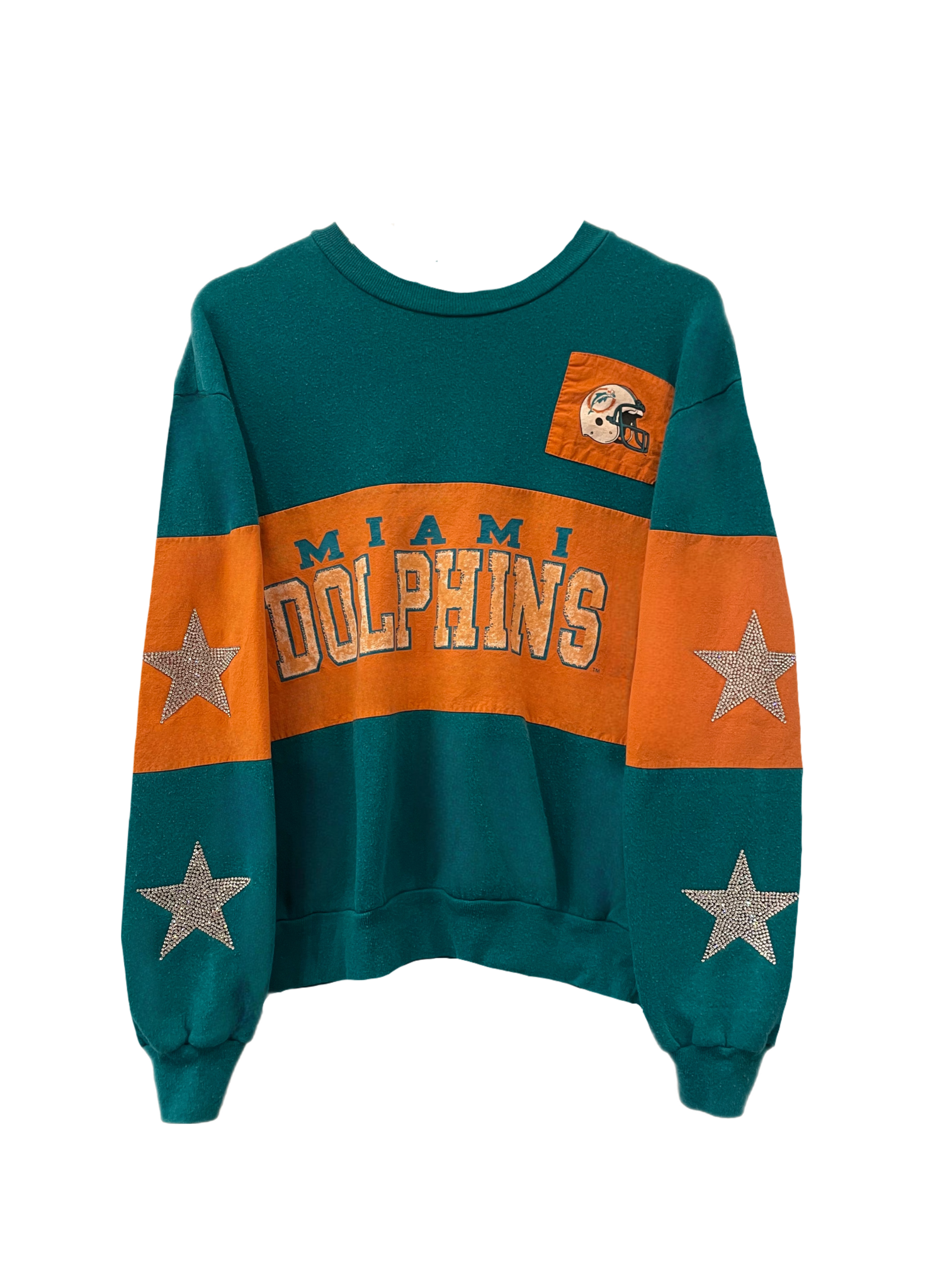 Miami Dolphins NFL One of a KIND Vintage Sweatshirt with Crystal Star Design