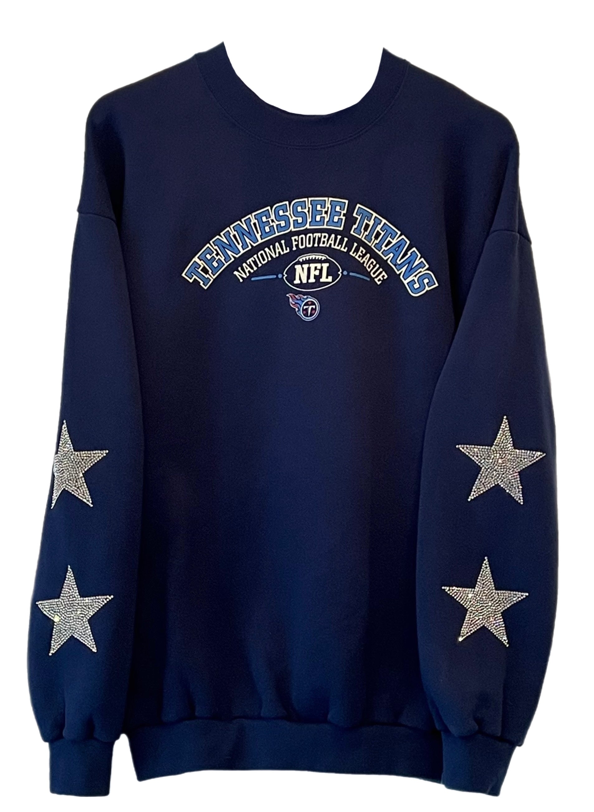 ShopCrystalRags Tennessee Titans, NFL One of A Kind Vintage Sweatshirt with Crystal Star Design