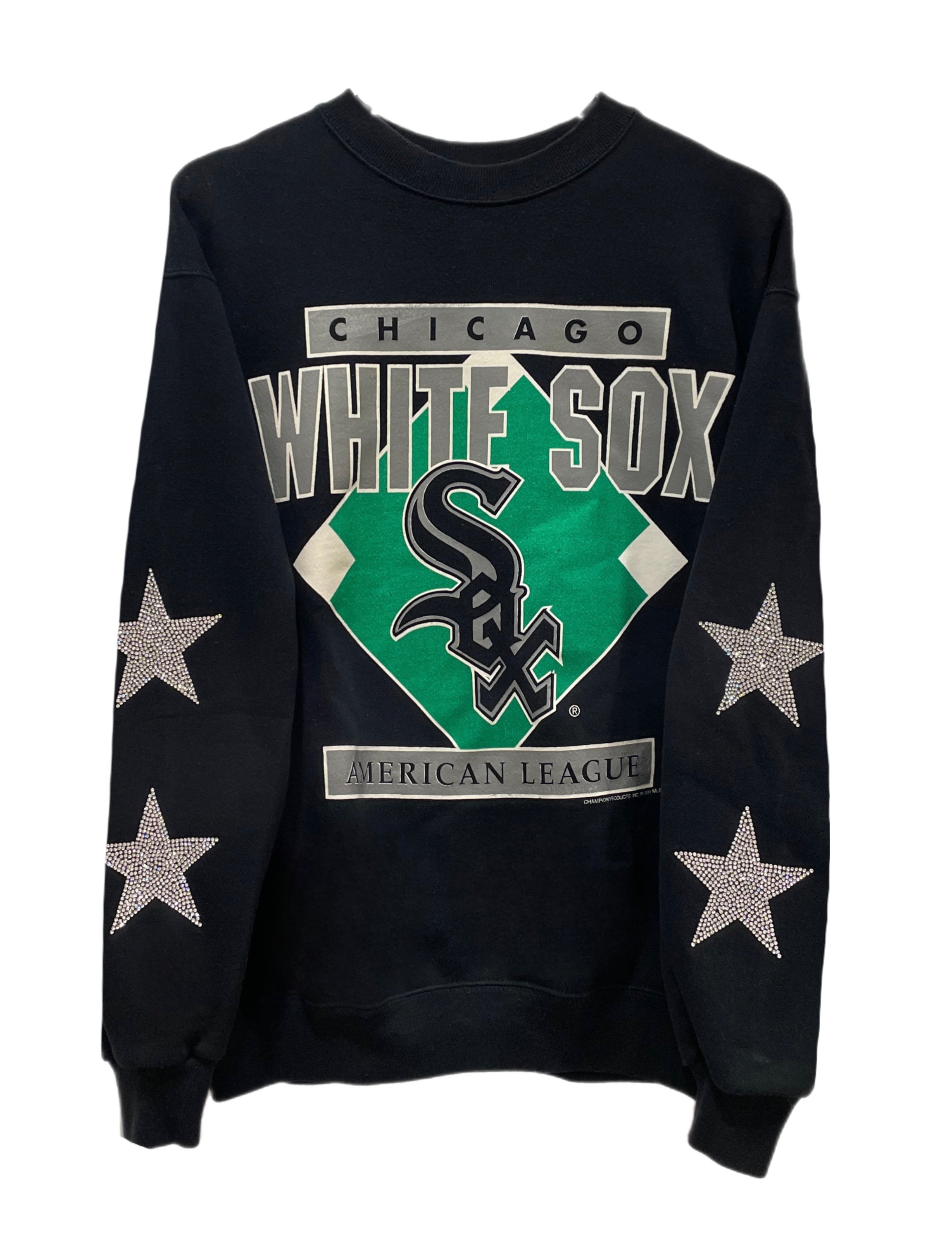 ShopCrystalRags Chicago White Sox, MLB One of A Kind Vintage Sweatshirt with Crystal Star Design