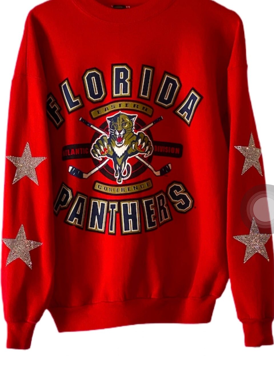 ShopCrystalRags Florida Panthers, NHL One of A Kind Vintage Sweatshirt with Crystal Star Design