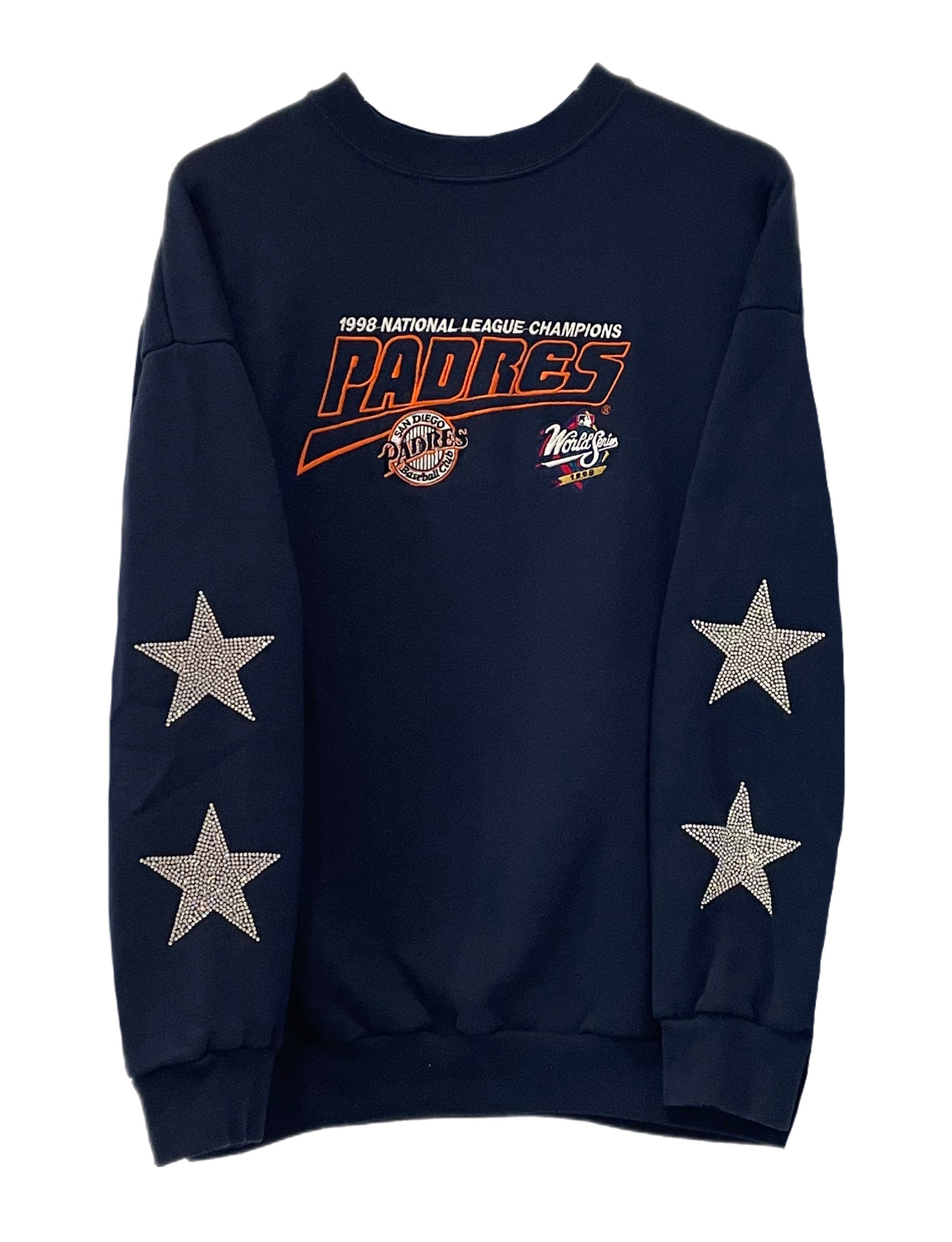 ShopCrystalRags La Dodgers, MLB One of A Kind Retro Sweatshirt with Crystal Star Design