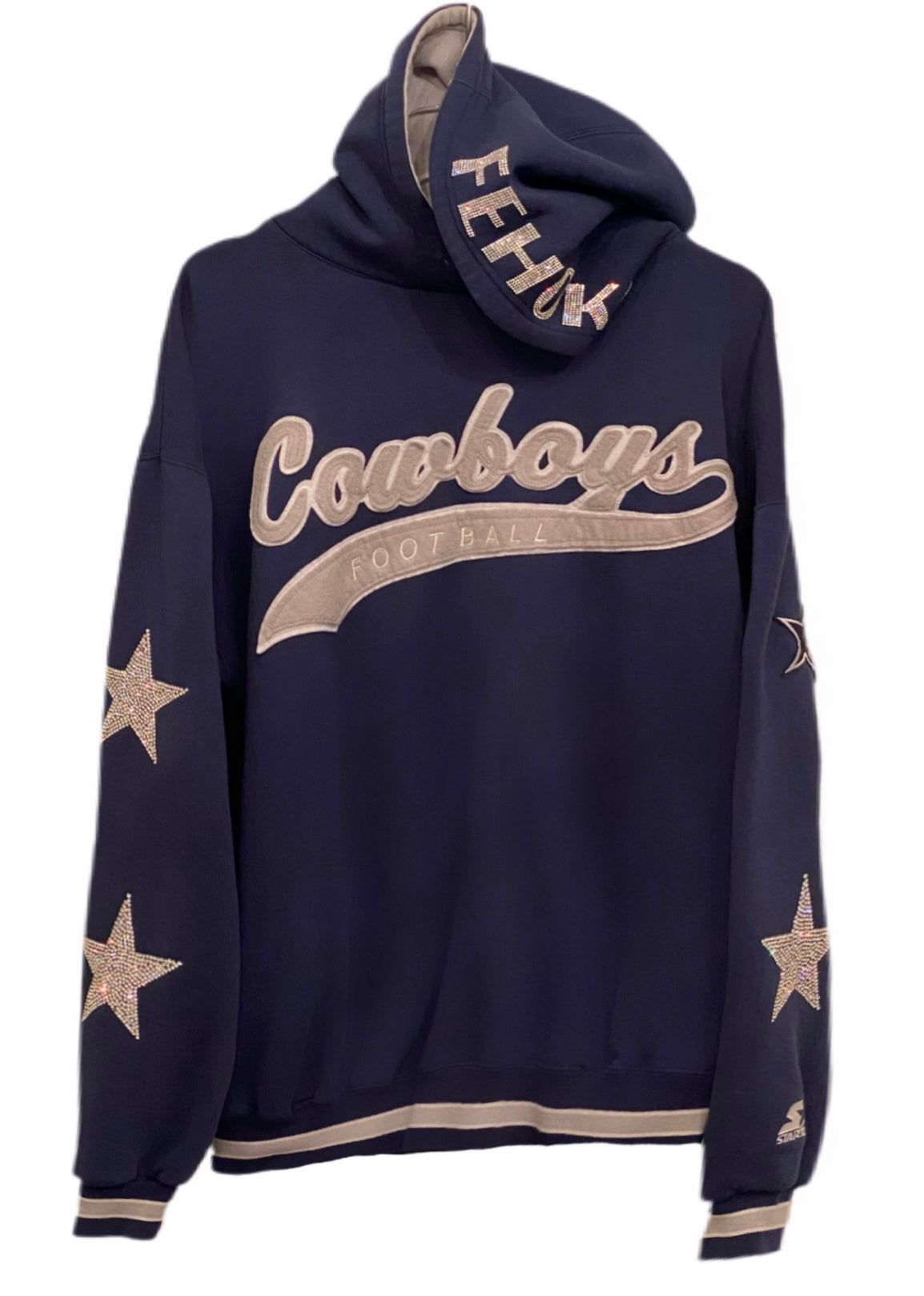 ShopCrystalRags Dallas Cowboys, NFL One of A Kind Vintage Sweatshirt with Crystal Star Design.