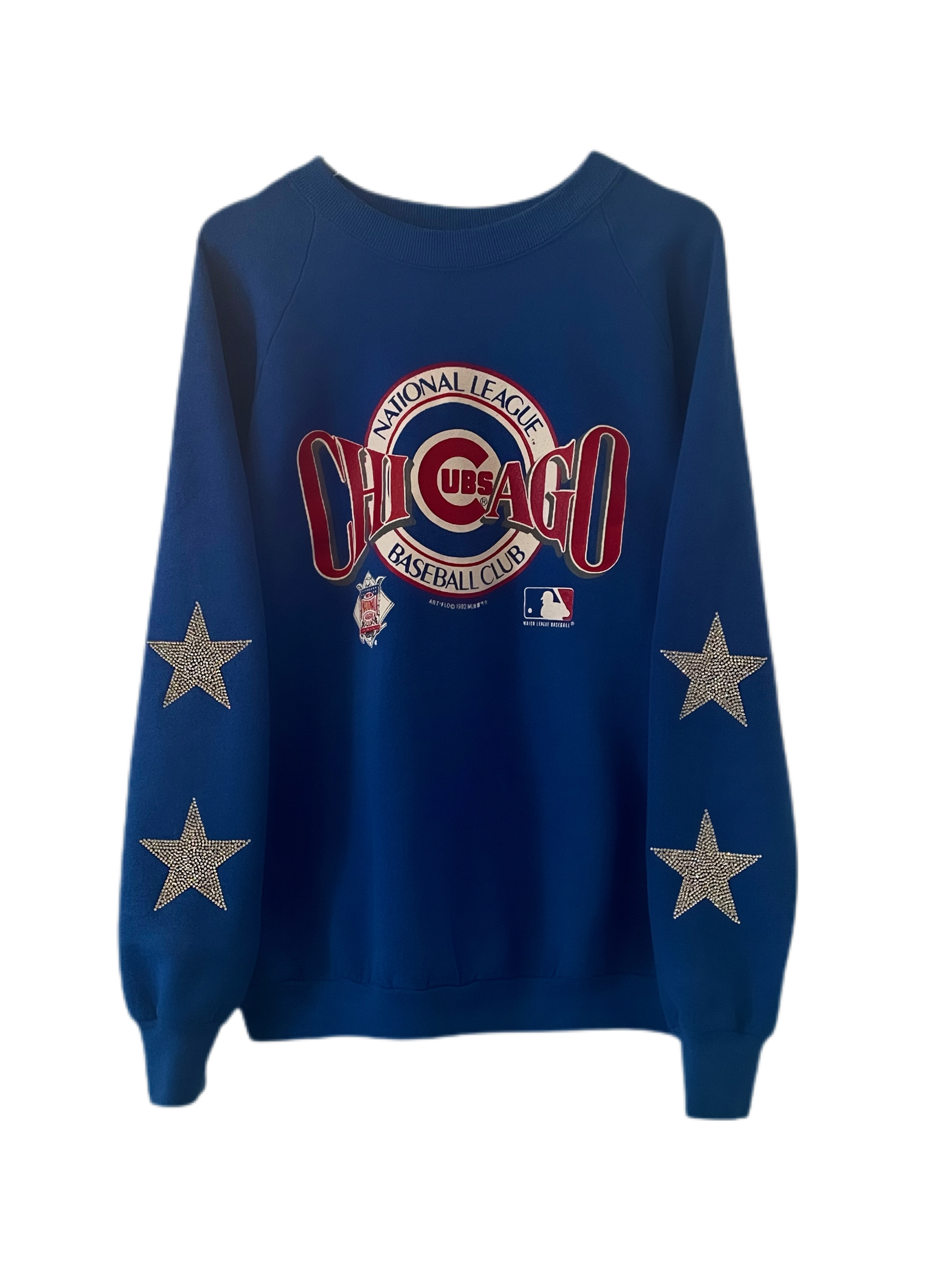 ShopCrystalRags La Dodgers, MLB One of A Kind Retro Sweatshirt with Crystal Star Design