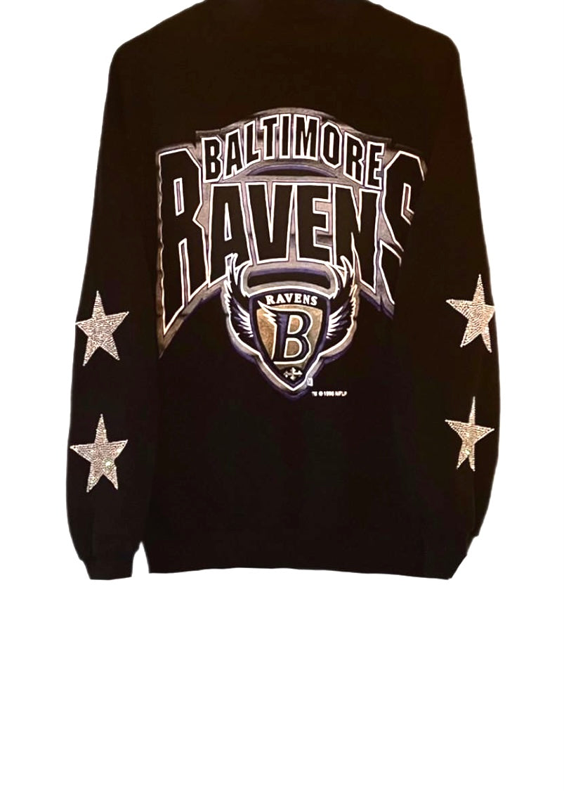 Baltimore Ravens, Football One of a KIND Vintage Sweatshirt with Crystal Star Design