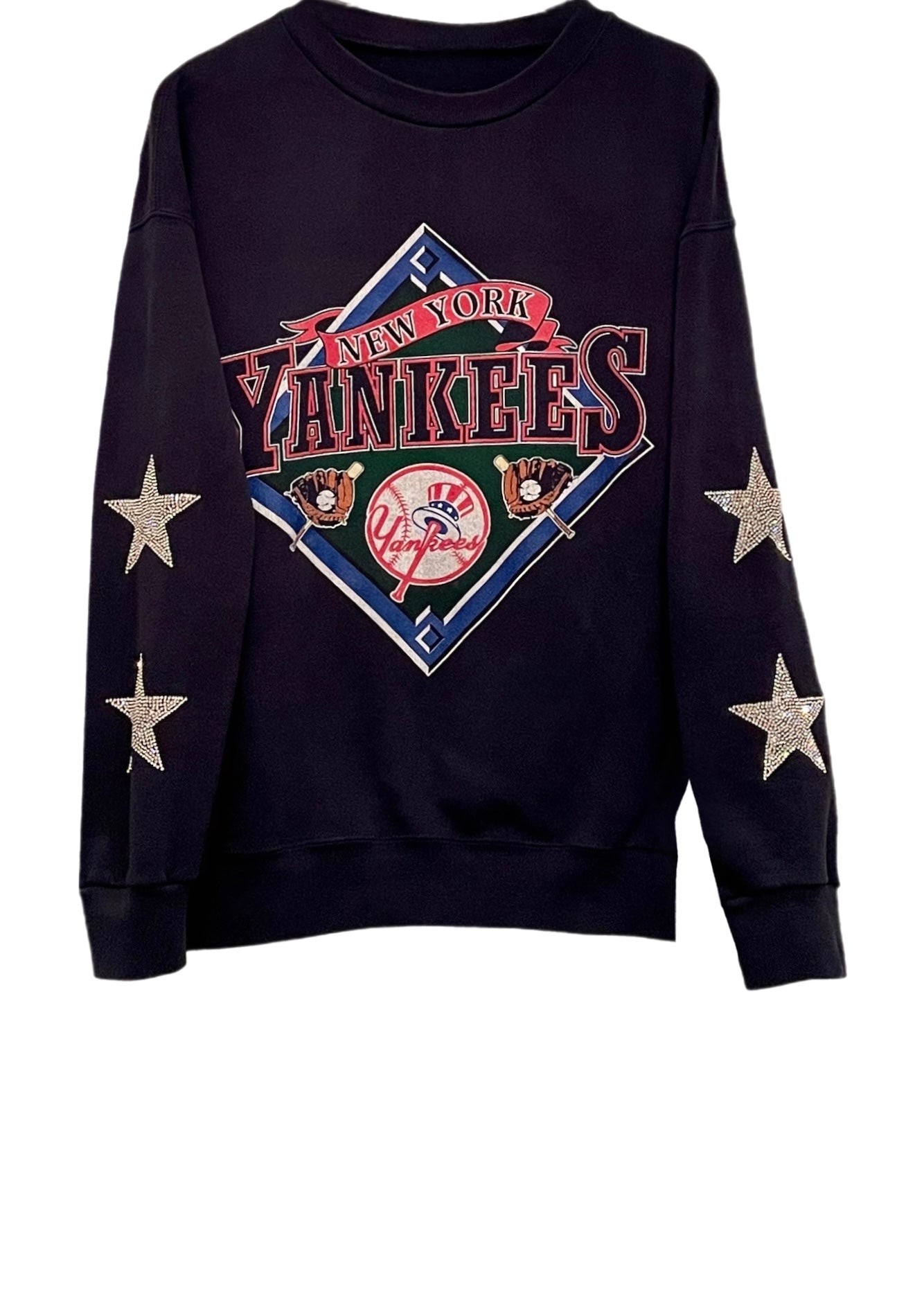 NY Yankees, MLB One of a KIND Vintage Sweatshirt with Overall Swarovski  Crystals on the Sleeves