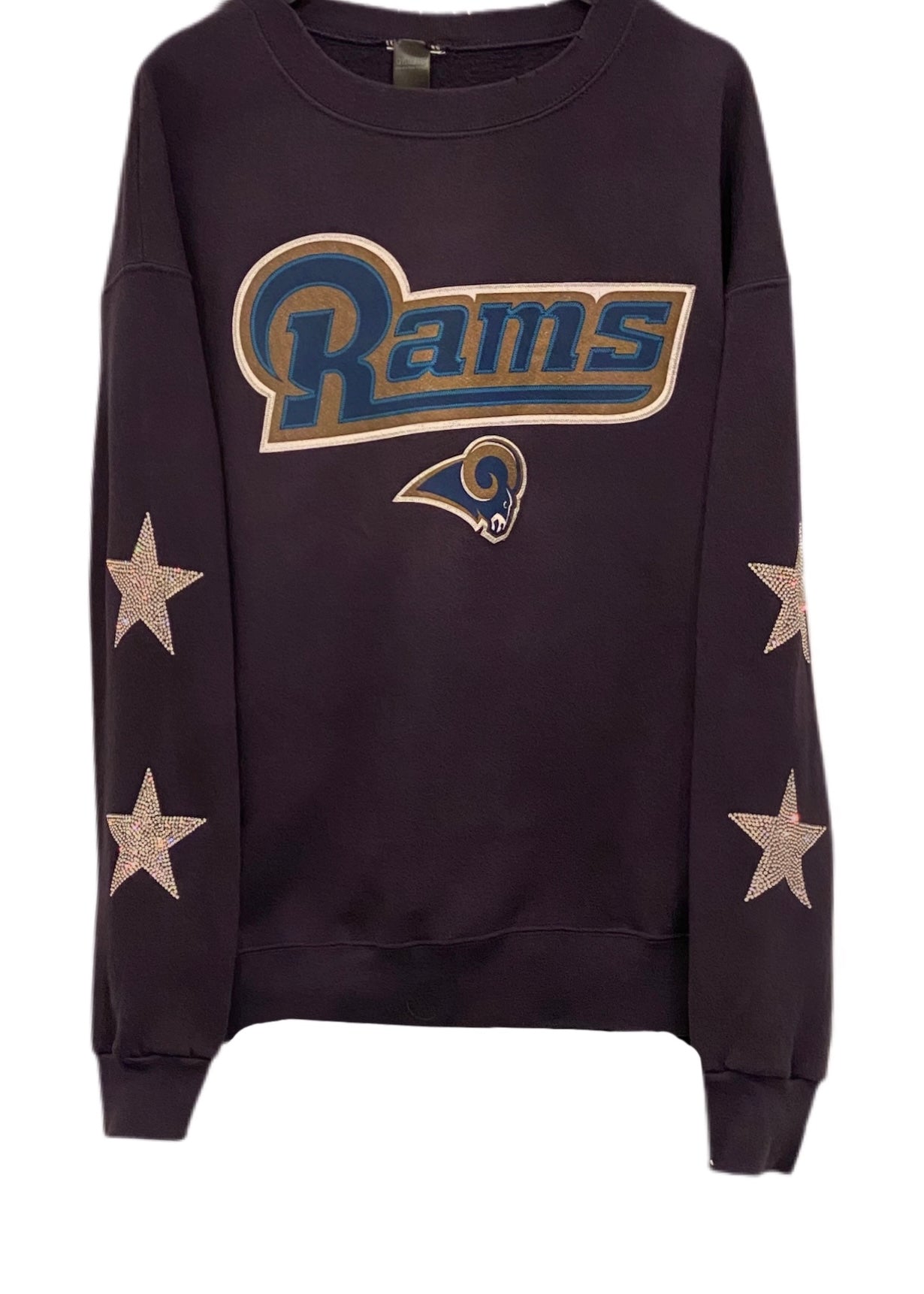 ShopCrystalRags Los Angeles Rams, NFL One of A Kind Vintage La Rams Sweatshirt with Crystal Star Design