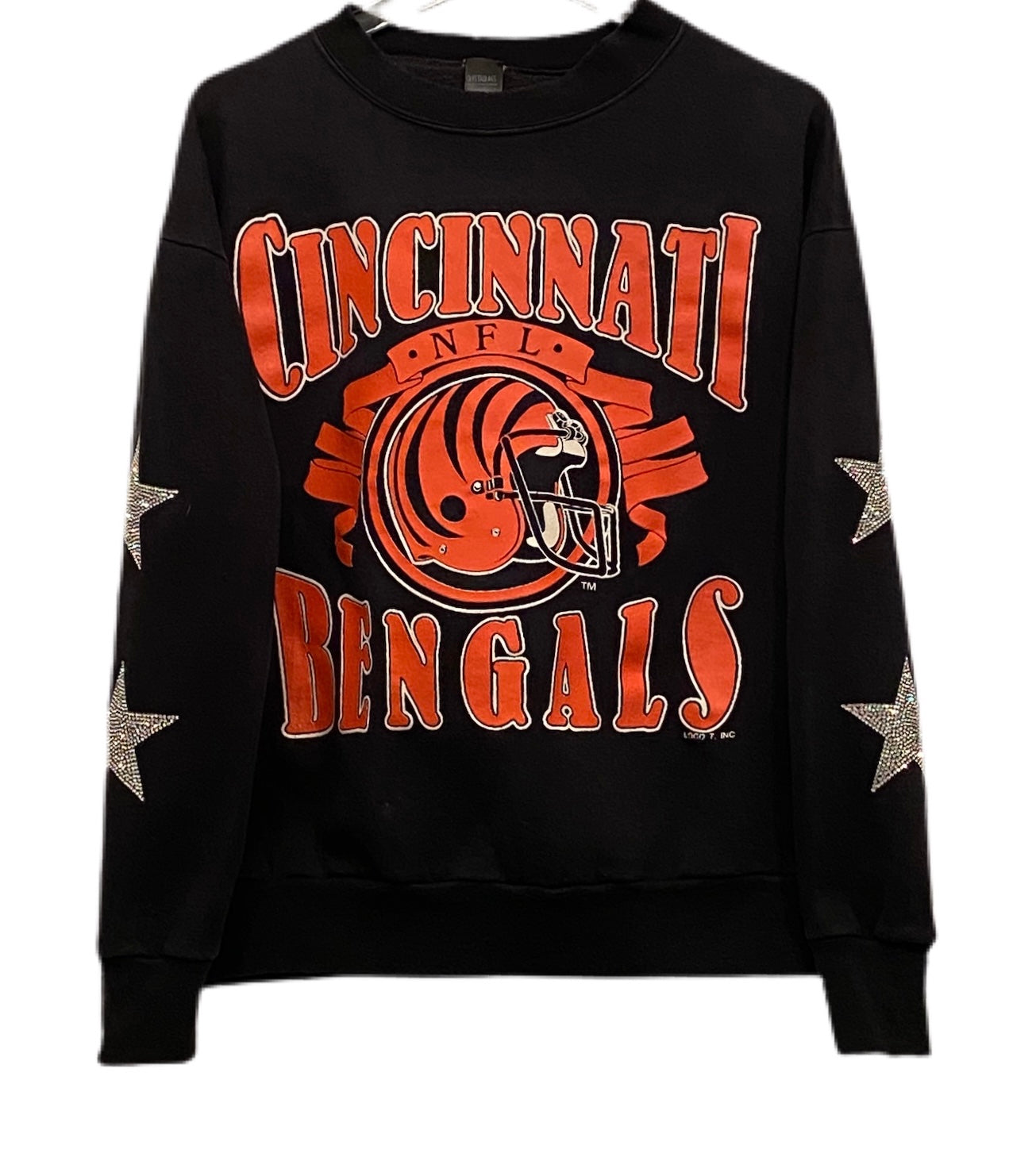 ShopCrystalRags Cincinnati Bengals, NFL One of A Kind Vintage Sweatshirt with Crystal Star Design