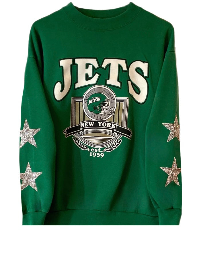 NY Jets, NFL One of a KIND Vintage Sweatshirt with Crystal Star Design –  ShopCrystalRags