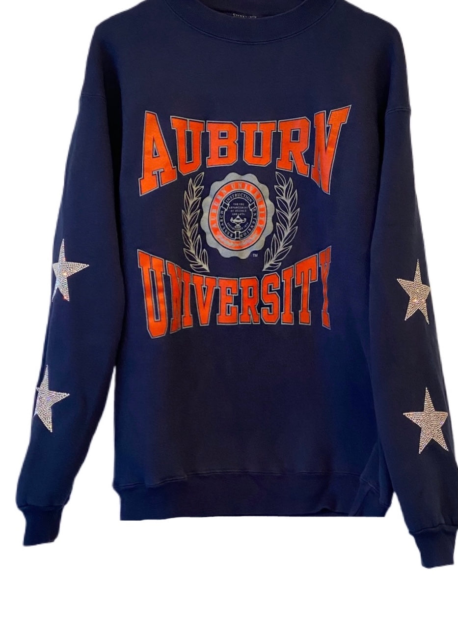 Auburn University, Tigers One of a KIND Vintage Sweatshirt with Crystal Star Design