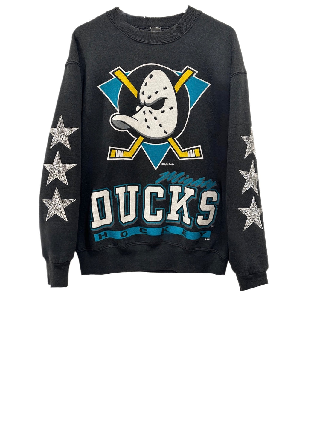 Anaheim Ducks, Hockey One of a KIND Vintage Sweatshirt with Three Crystal Star Design.