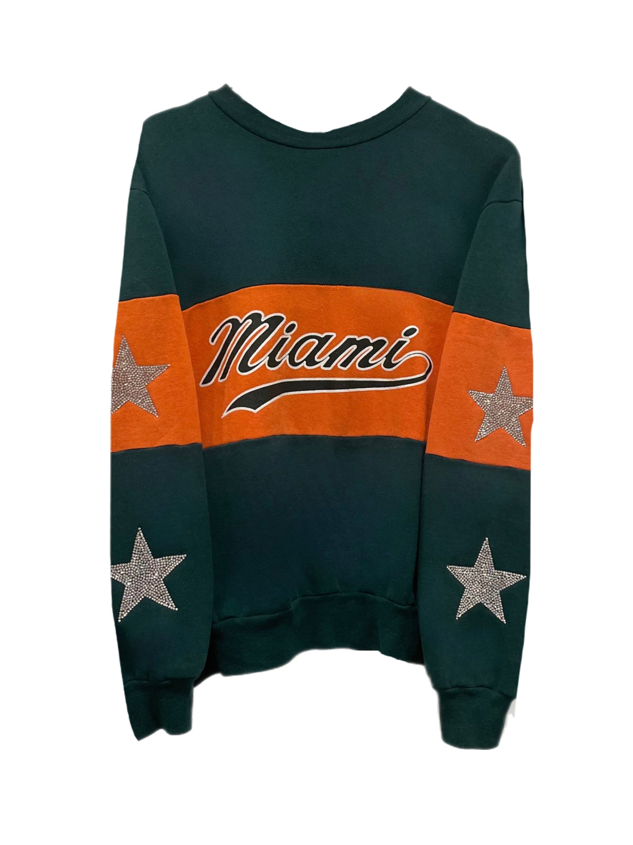 ShopCrystalRags Miami Dolphins, NFL One of A Kind “Rare Find” Vintage Knit Sweater with Crystal Star Design