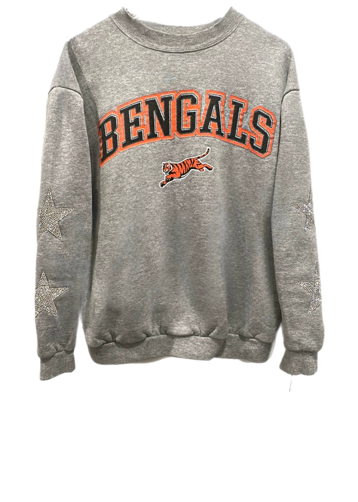 ShopCrystalRags Cincinnati Bengals, NFL One of A Kind Vintage Sweatshirt with Crystal Star Design