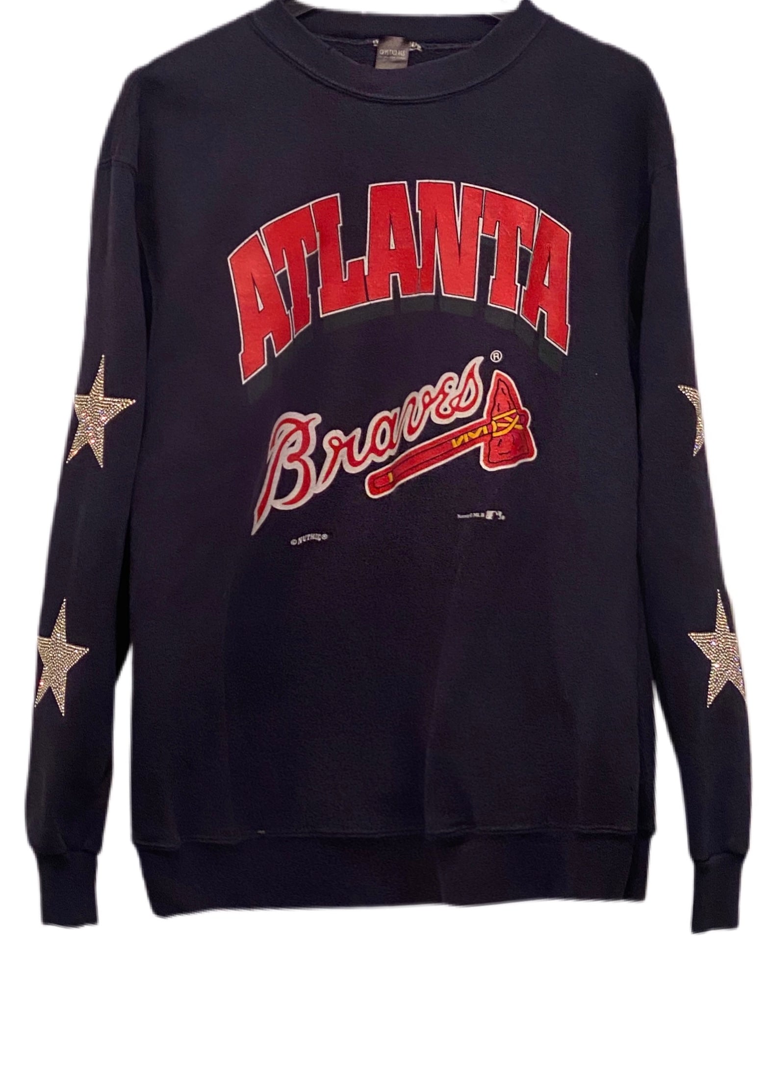 Atlanta Braves, MLB One of a KIND Vintage Sweatshirt with Three Crysta –  ShopCrystalRags