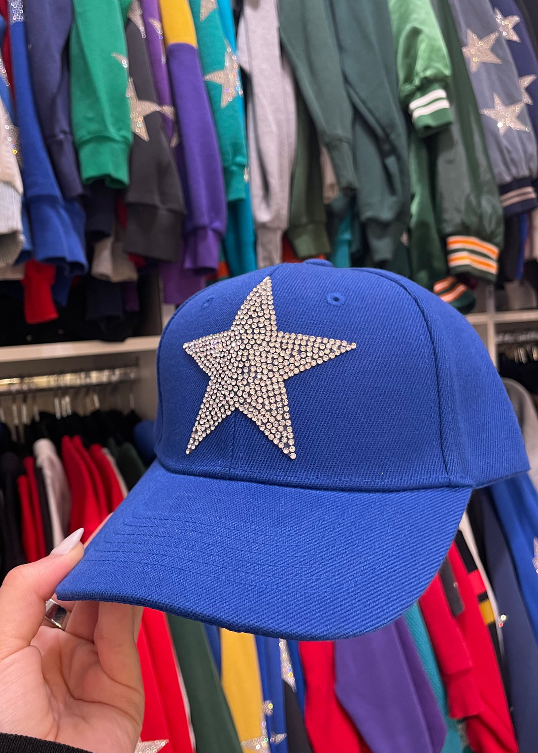 CrystalRags Custom Blue Baseball Cap With Crystal Star Design & Vintage Gators Patch