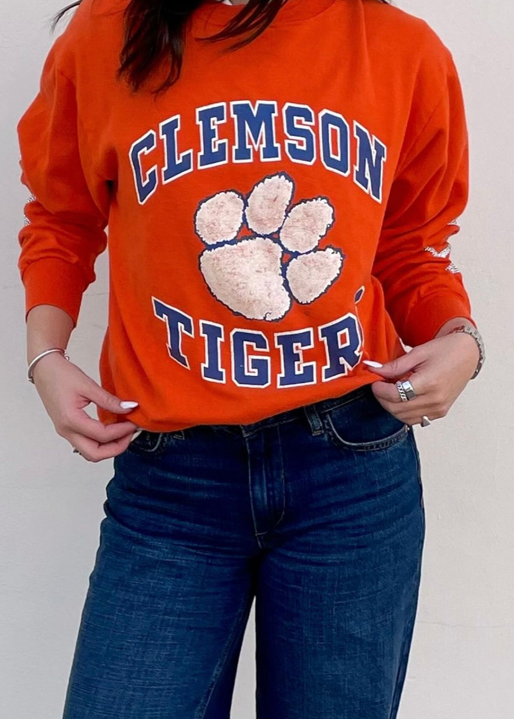 Clemson University, One of a KIND Vintage Sweatshirt with Crystal Star Design