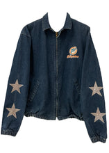 Load image into Gallery viewer, Miami Dolphins, Football “Super Rare Find” One of a KIND 80’s Vintage Denim Jacket with Crystal Star Design
