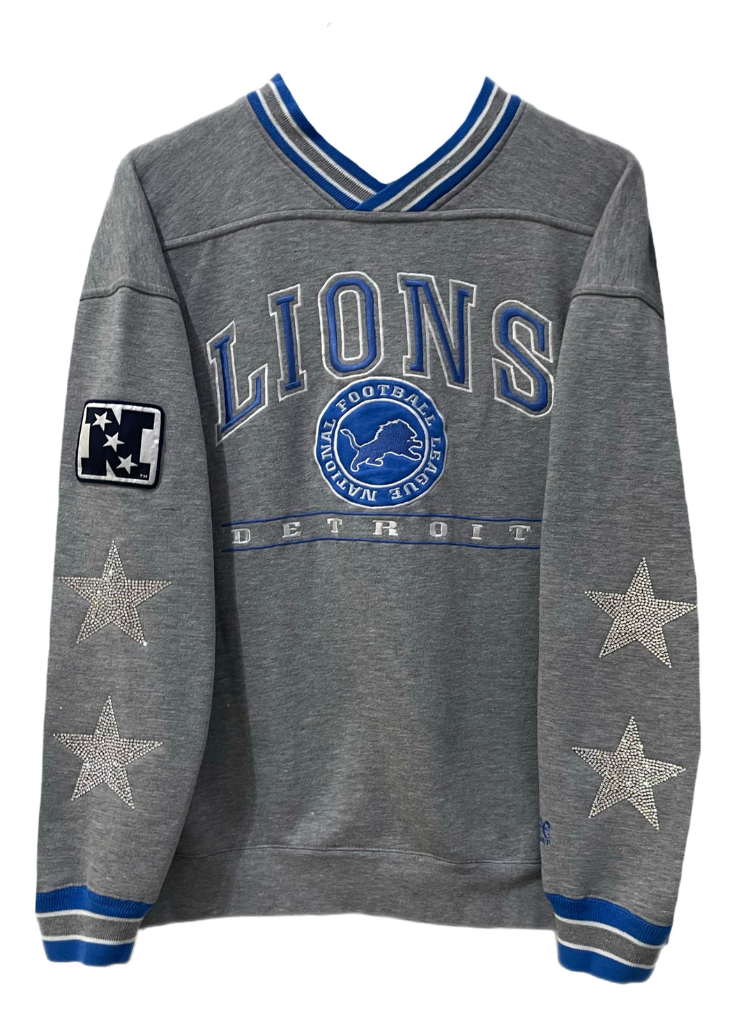 Detroit Lions, NFL One of a KIND Vintage Sweatshirt with Crystal Star Design