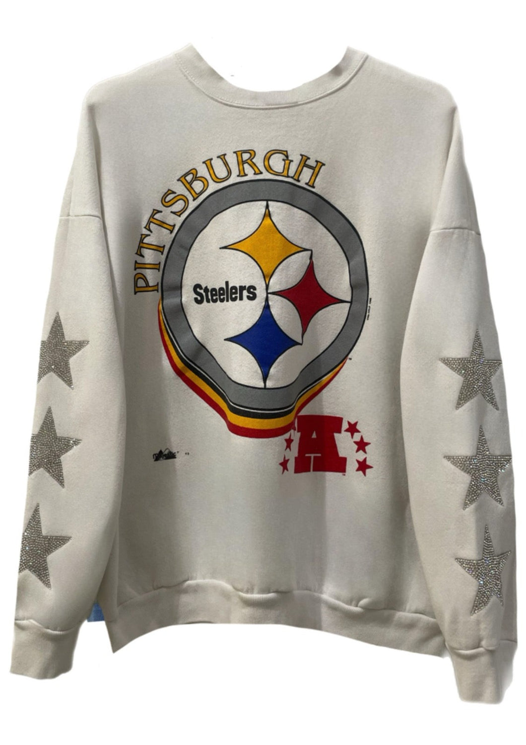 Pittsburgh Steelers, Football One of a KIND Vintage Sweatshirt with Three Crystal Star Design