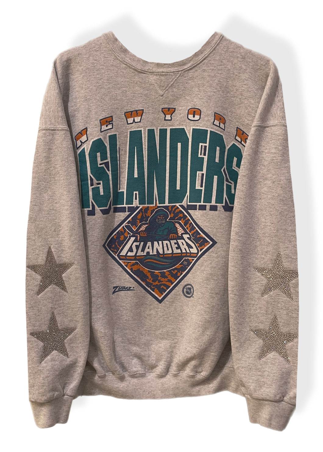 NY Islanders, Hockey One of a KIND Vintage Sweatshirt with Crystal Star Design