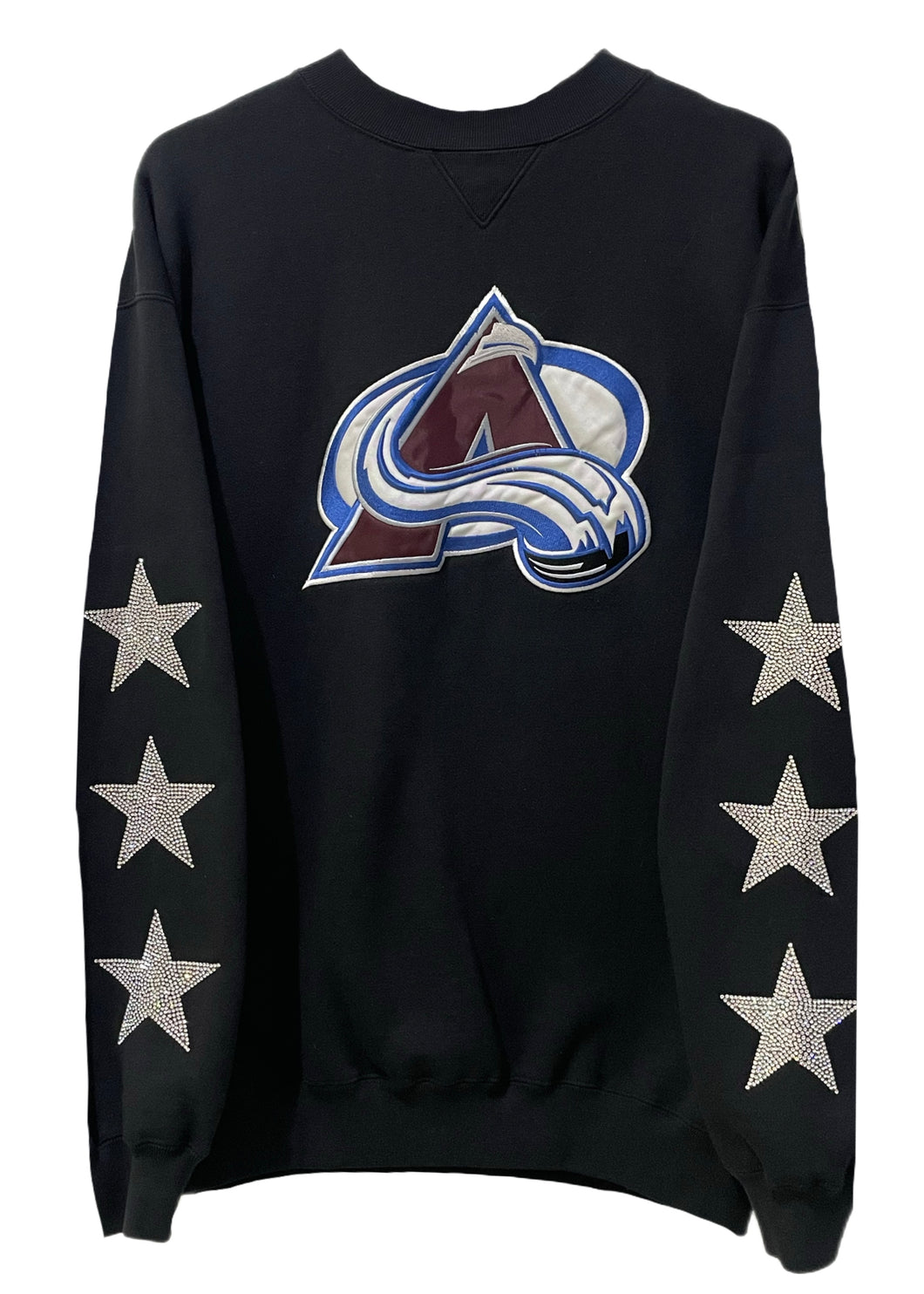 Denver Colorado Avalanche, Hockey One of a KIND Vintage Sweatshirt with Three Crystal Star Design