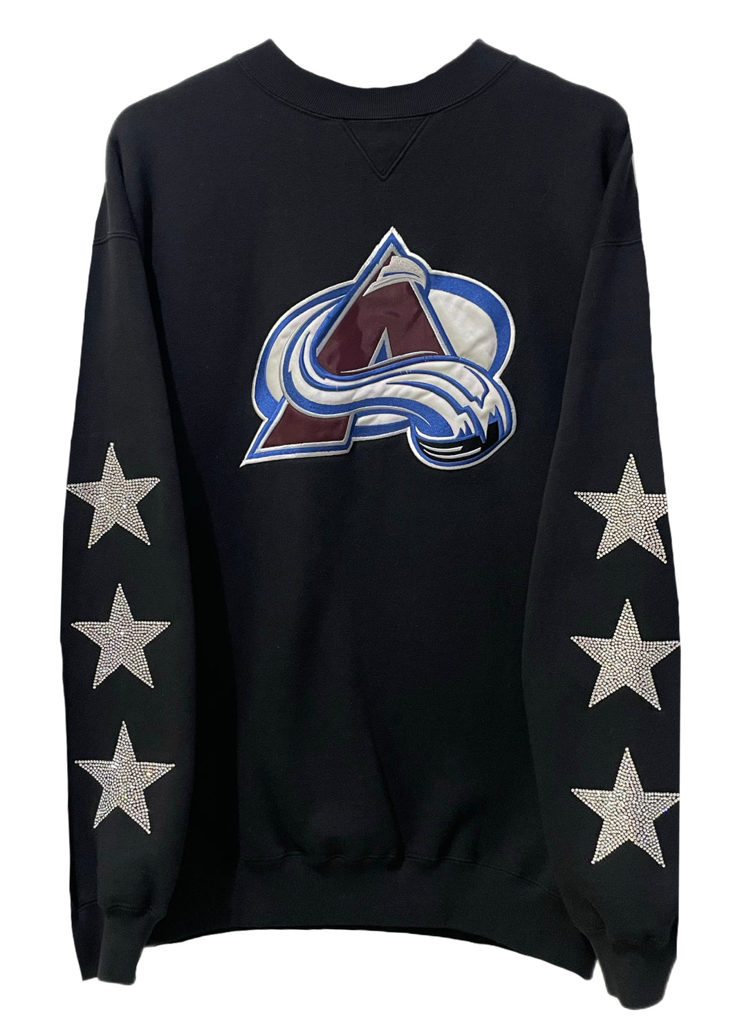 Denver Colorado Avalanche, NHL One of a KIND Vintage Sweatshirt with Three Crystal Star Design