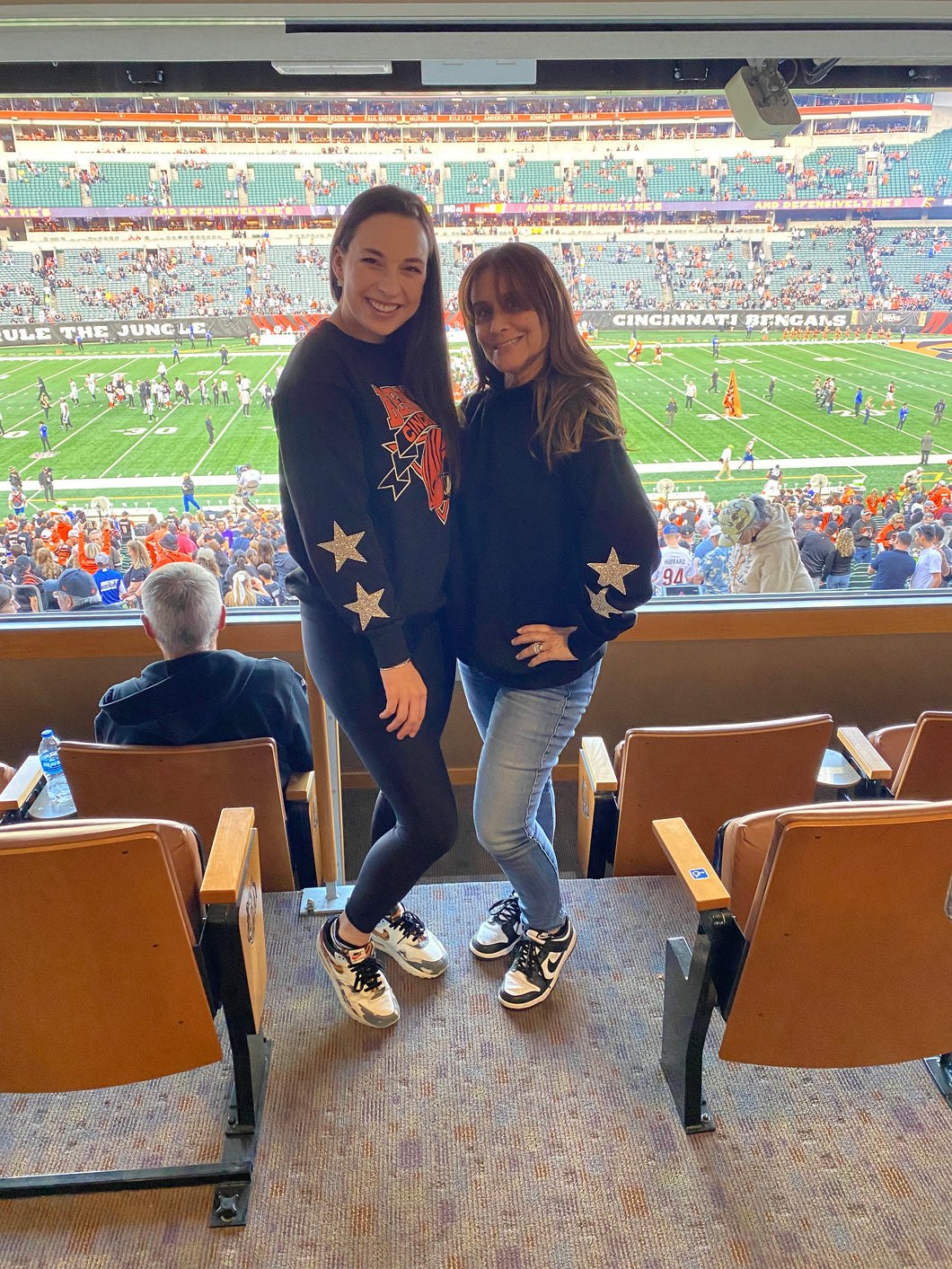 Cincinnati Bengals, Football One of a KIND Sweatshirt with Crystal Star Design, Custom Crystal Number