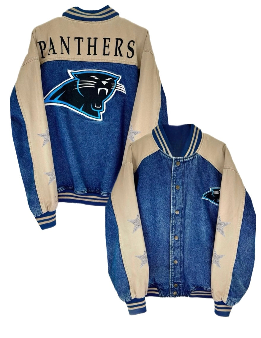 Carolina Panthers, Football One of a KIND Vintage “Rare Find” Jacket with Crystal Star Design