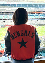 Load image into Gallery viewer, Cincinnati Bengals, Football One of a KIND ”Rare Find Collectors Piece” Vintage Jacket with Large Black Crystal Star
