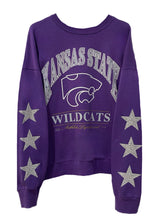 Load image into Gallery viewer, Kansas State University, One of a KIND Vintage Wildcats Sweatshirt with Three Crystal Star Design
